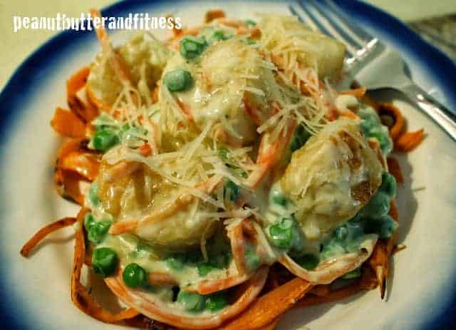 Scallops and Sweet Potato Noodles with Alfredo