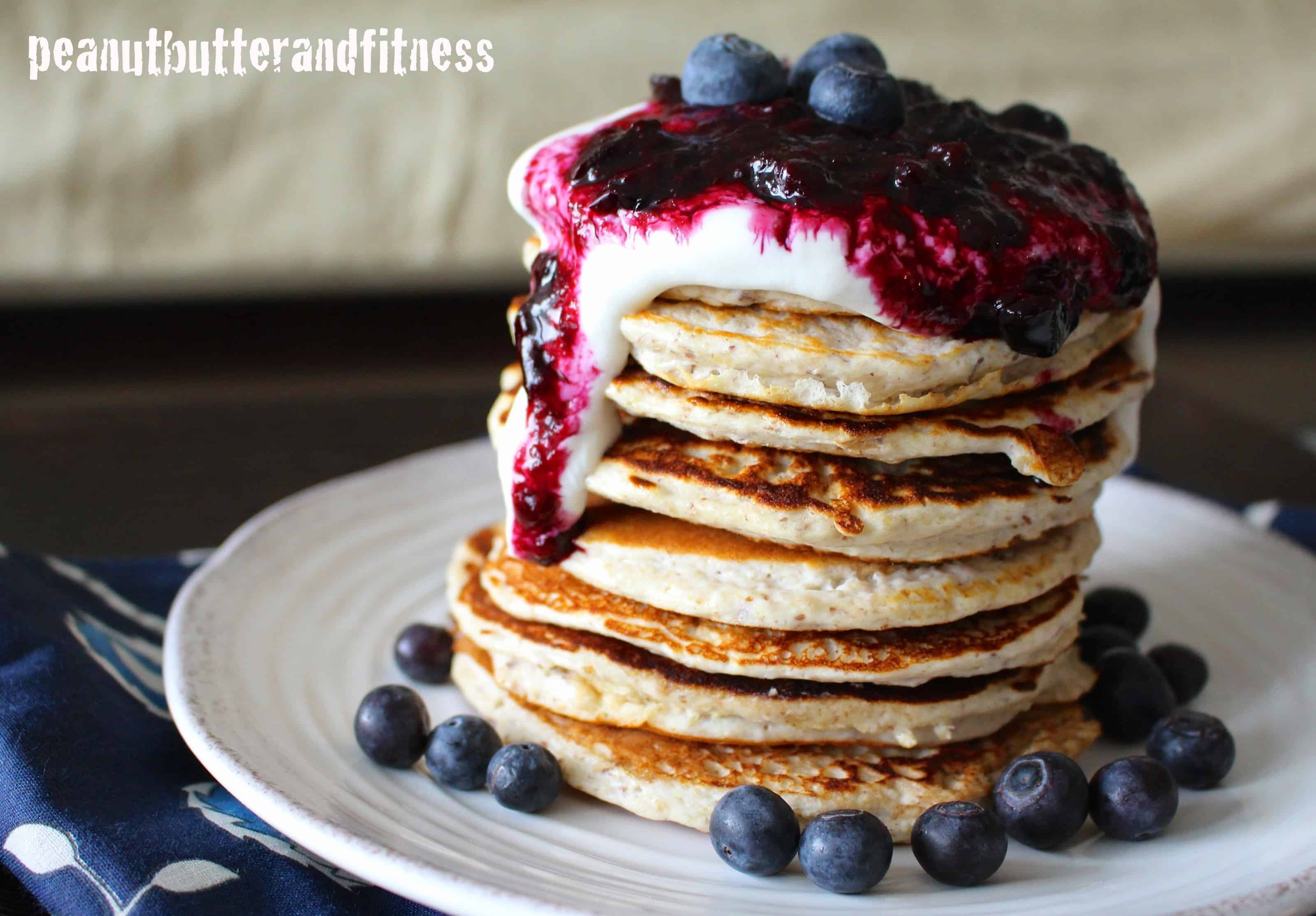 Protein Pancakes with Blueberry Sauce