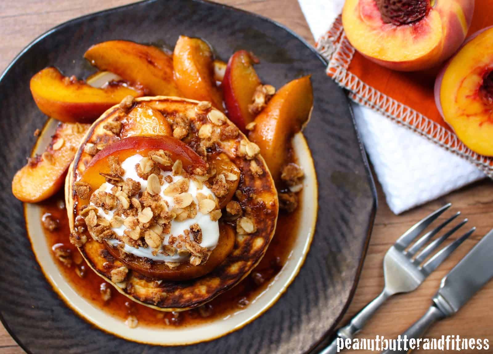 Peach Crisp Protein Pancakes