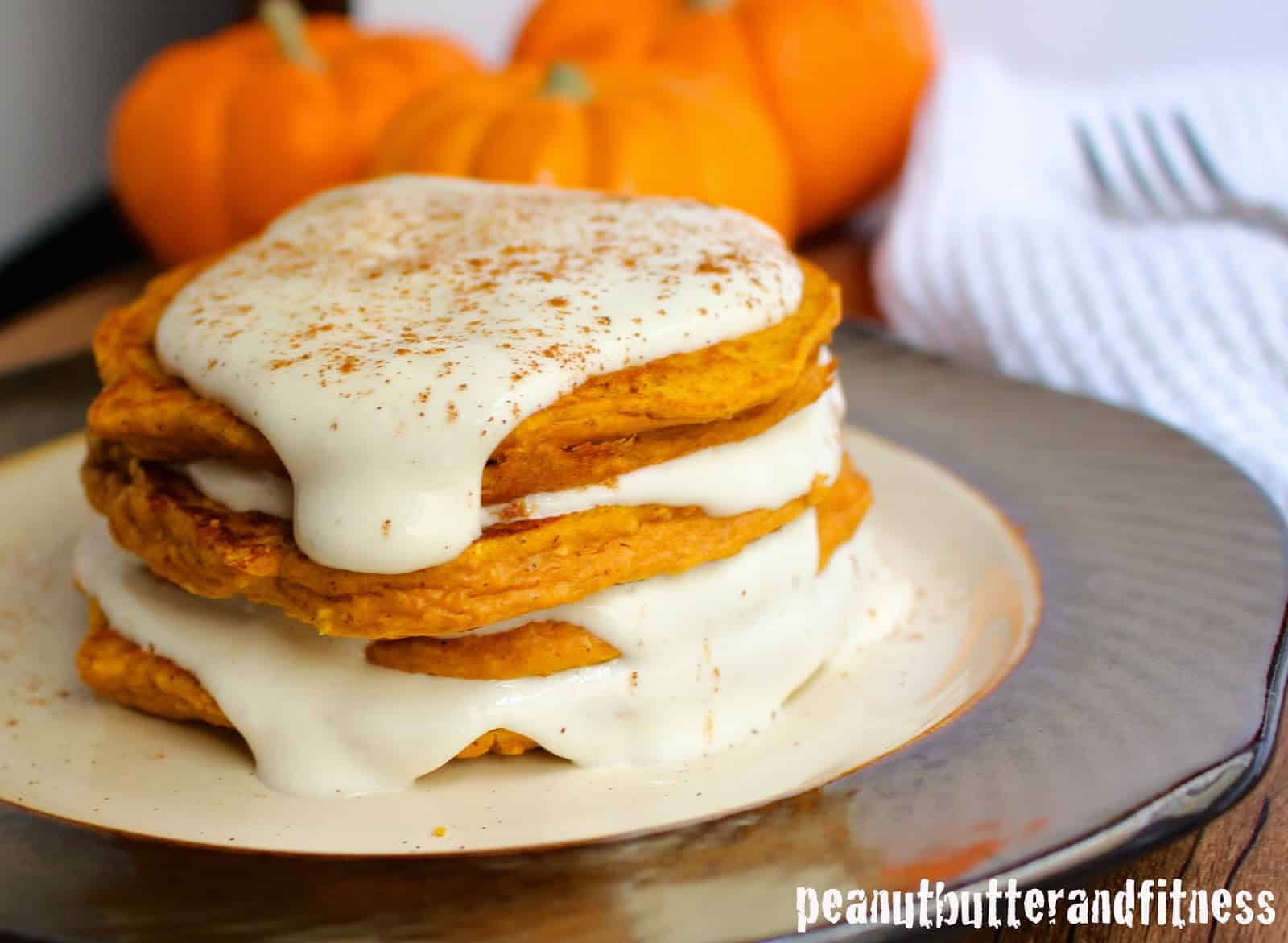 Pumpkin Cheesecake Protein Pancakes