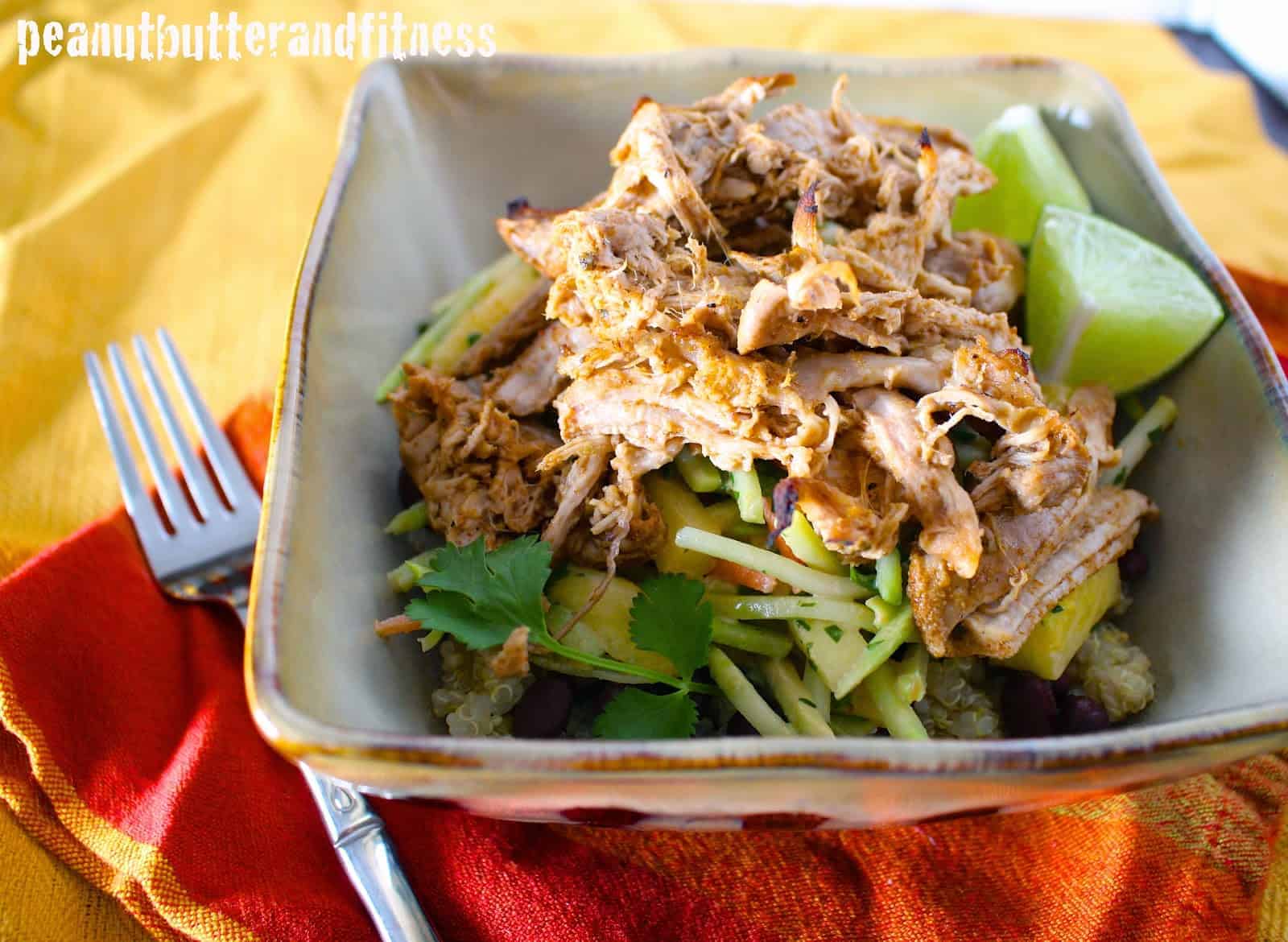 Slow Cooker Carnitas Bowl with Pineapple Broccoli Slaw