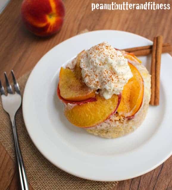 Peach Upside Down Protein Mug Cake