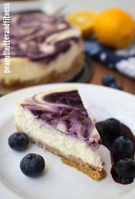 Lemon Blueberry Swirl Protein Cheesecake