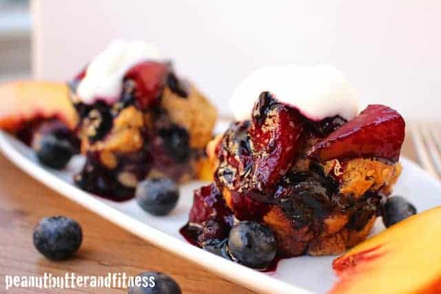 Peach Blueberry Protein French Toast Cups