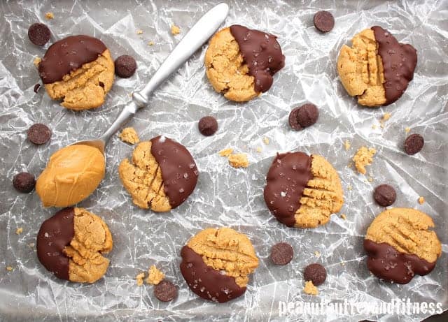 Sea Salt Chocolate Dipped Peanut Butter Cookies