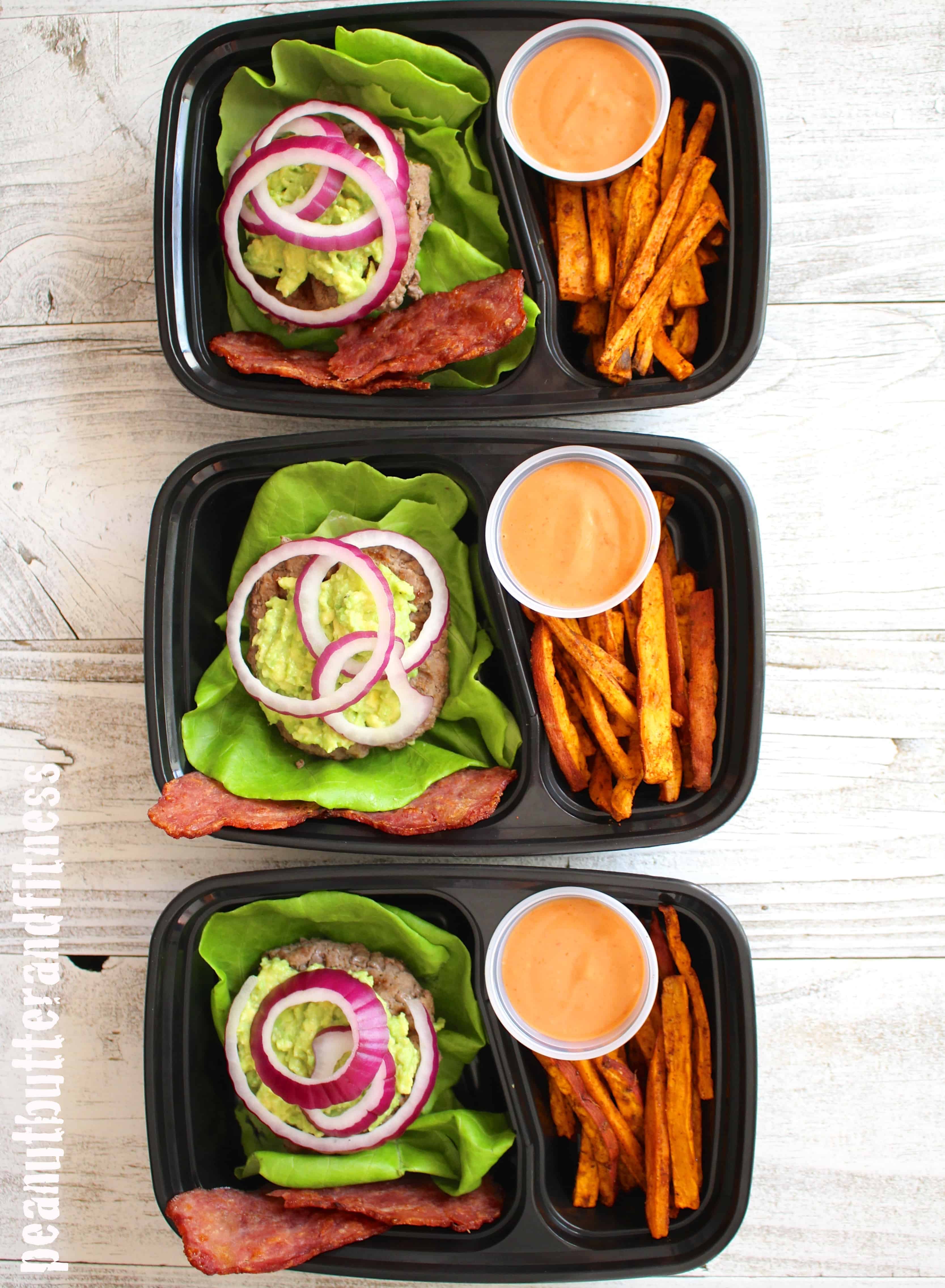 Protein Style Cali Burger with Sweet Potato Fries