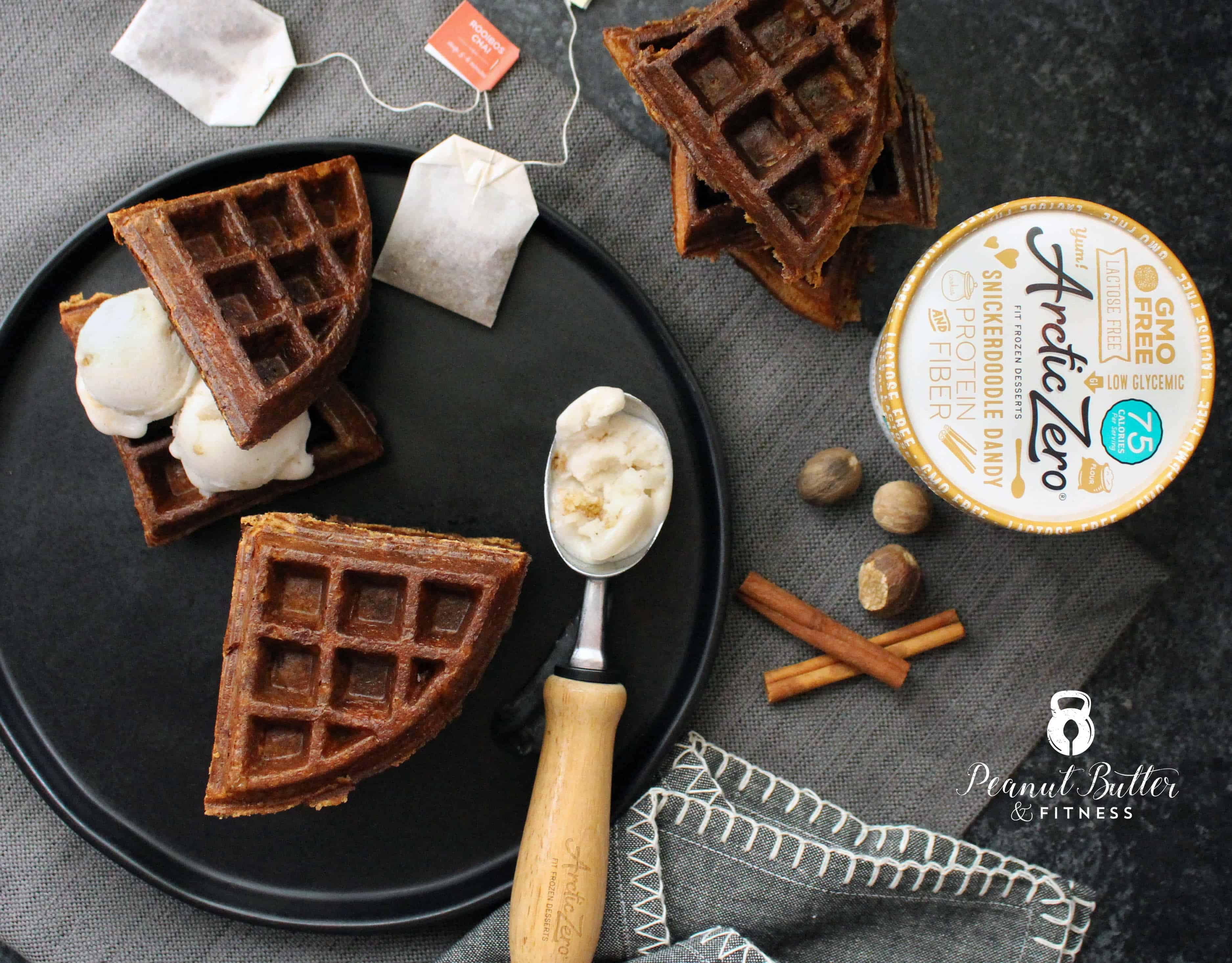 Dirty Chai Ice Cream Waffle Sandwiches