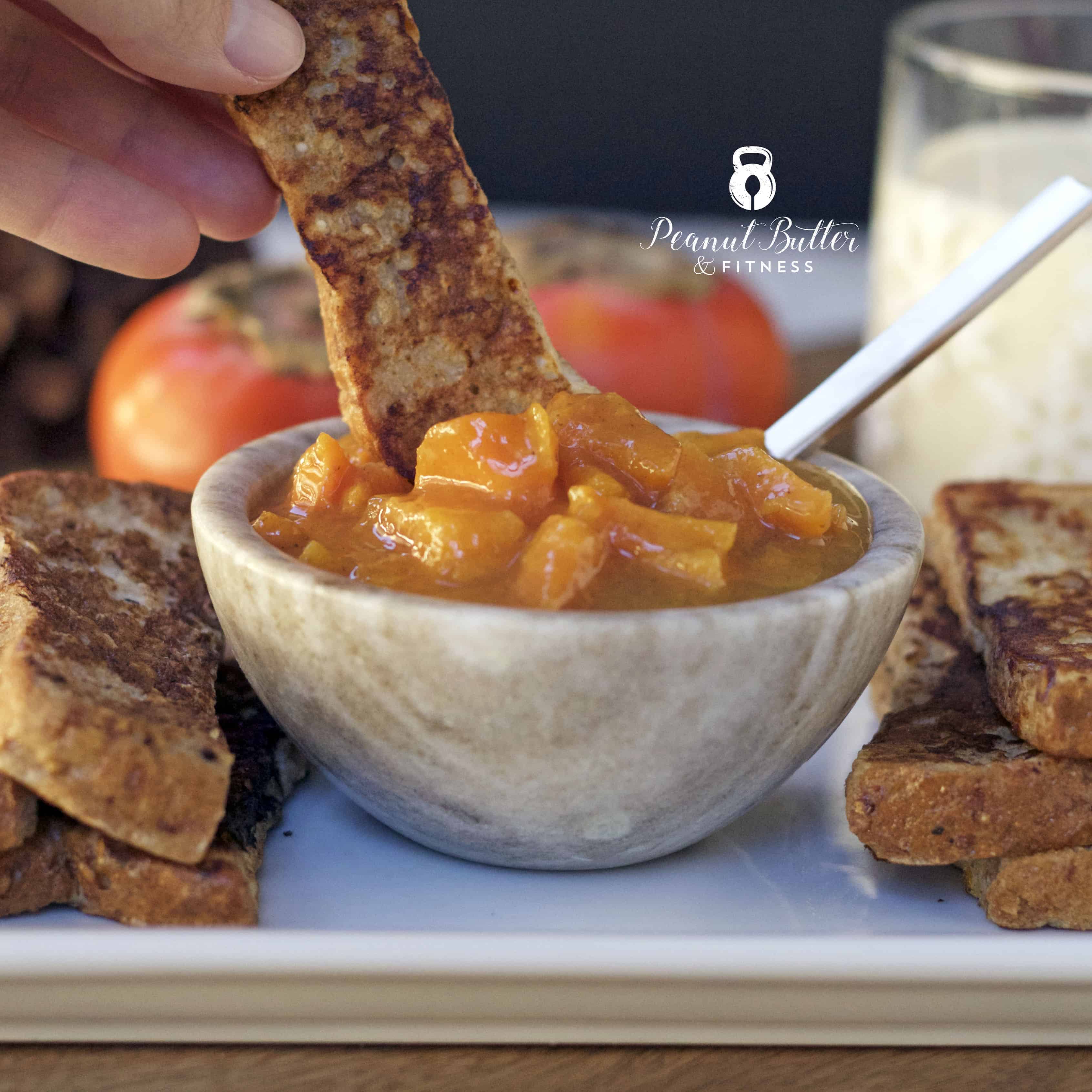 Eggnog French Toast Sticks with Spiced Persimmon Compote