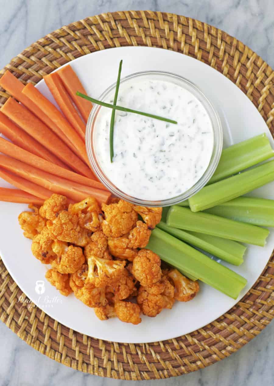 Paleo Buffalo Cauliflower Bites with Ranch Dip