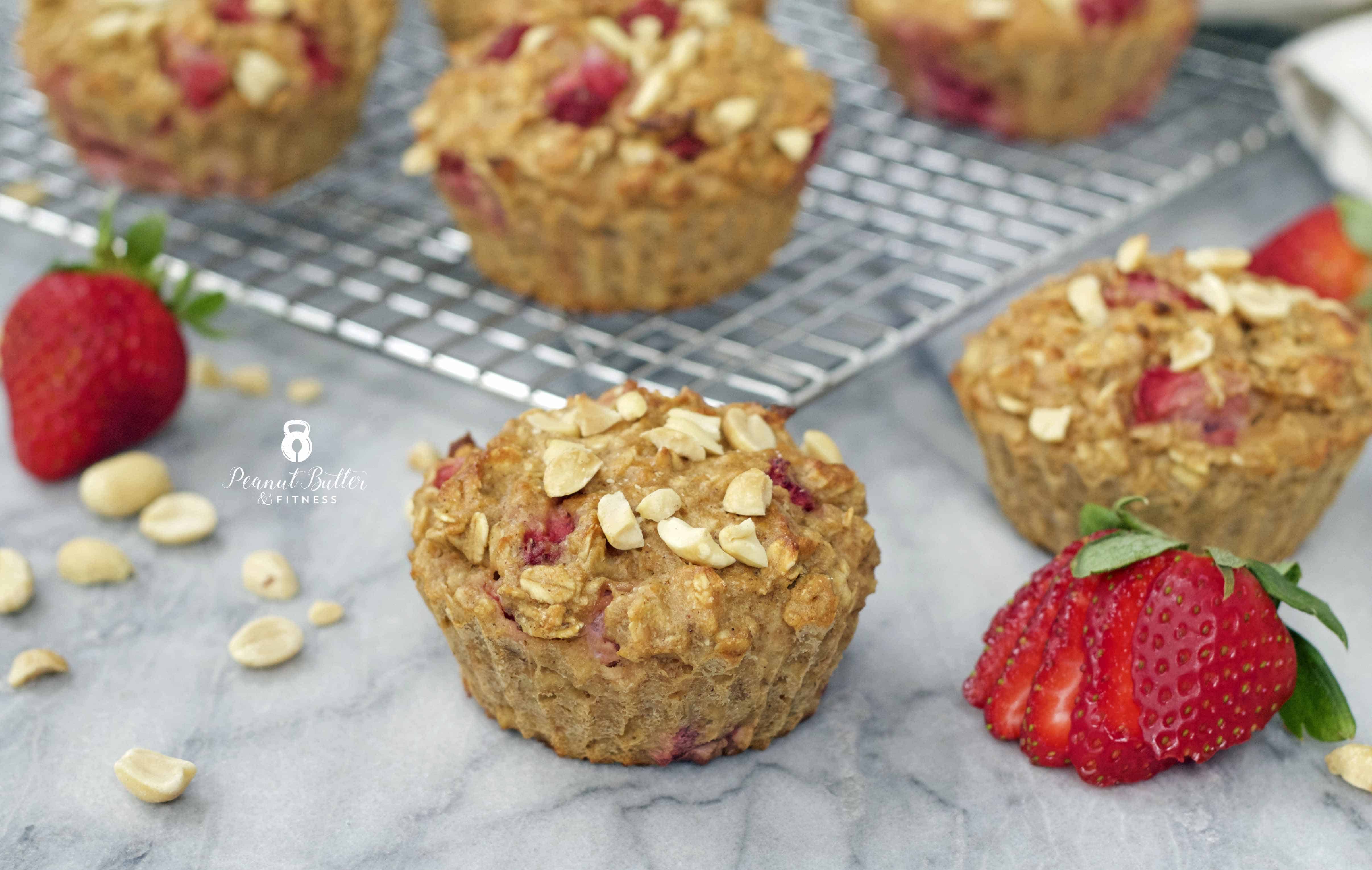 Strawberry Peanut Butter Oatmeal Muffins