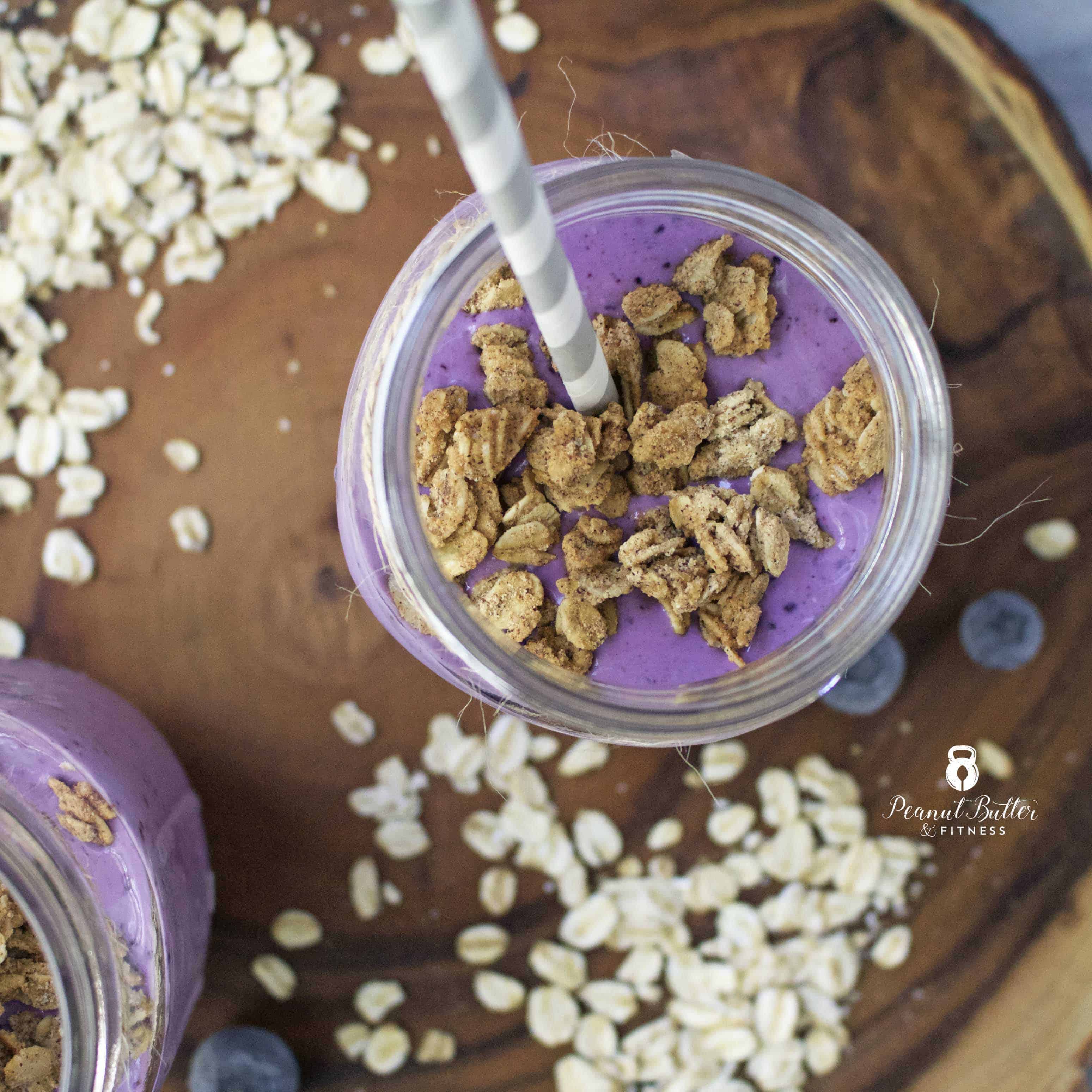 Blueberry Oat Protein Smoothie (and Snacks on the Go!)