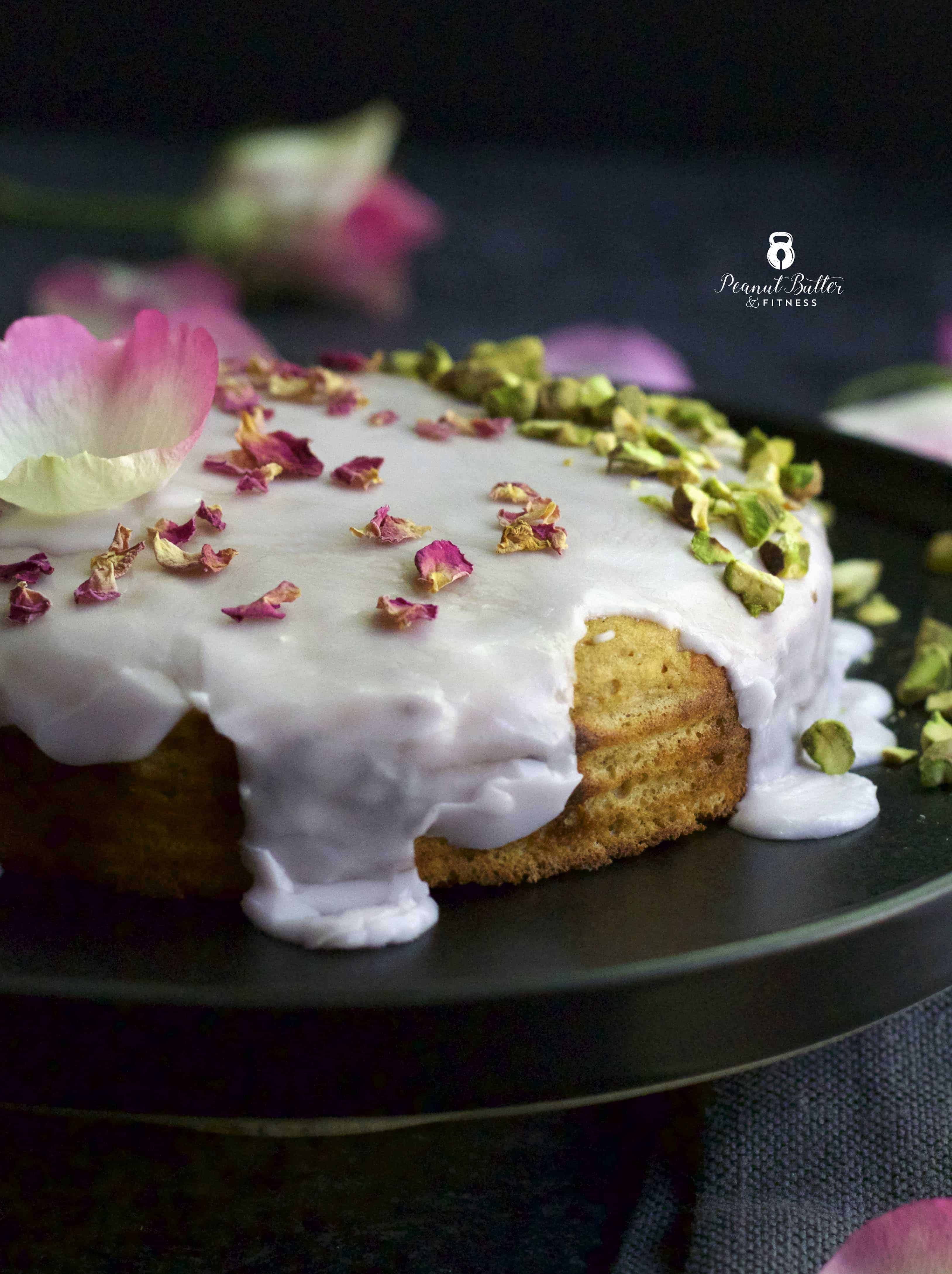 Rose Pistachio Protein Cake