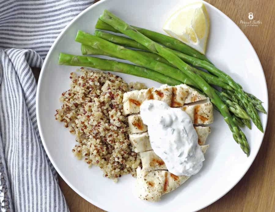Lemon Dill Chicken with Asparagus and Quinoa Peanut Butter and Fitness