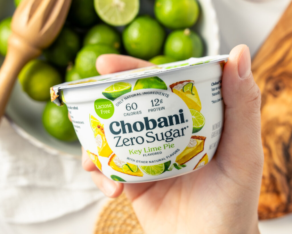 Chobani Zero Sugar Key Lime Pie flavored Greek yogurt