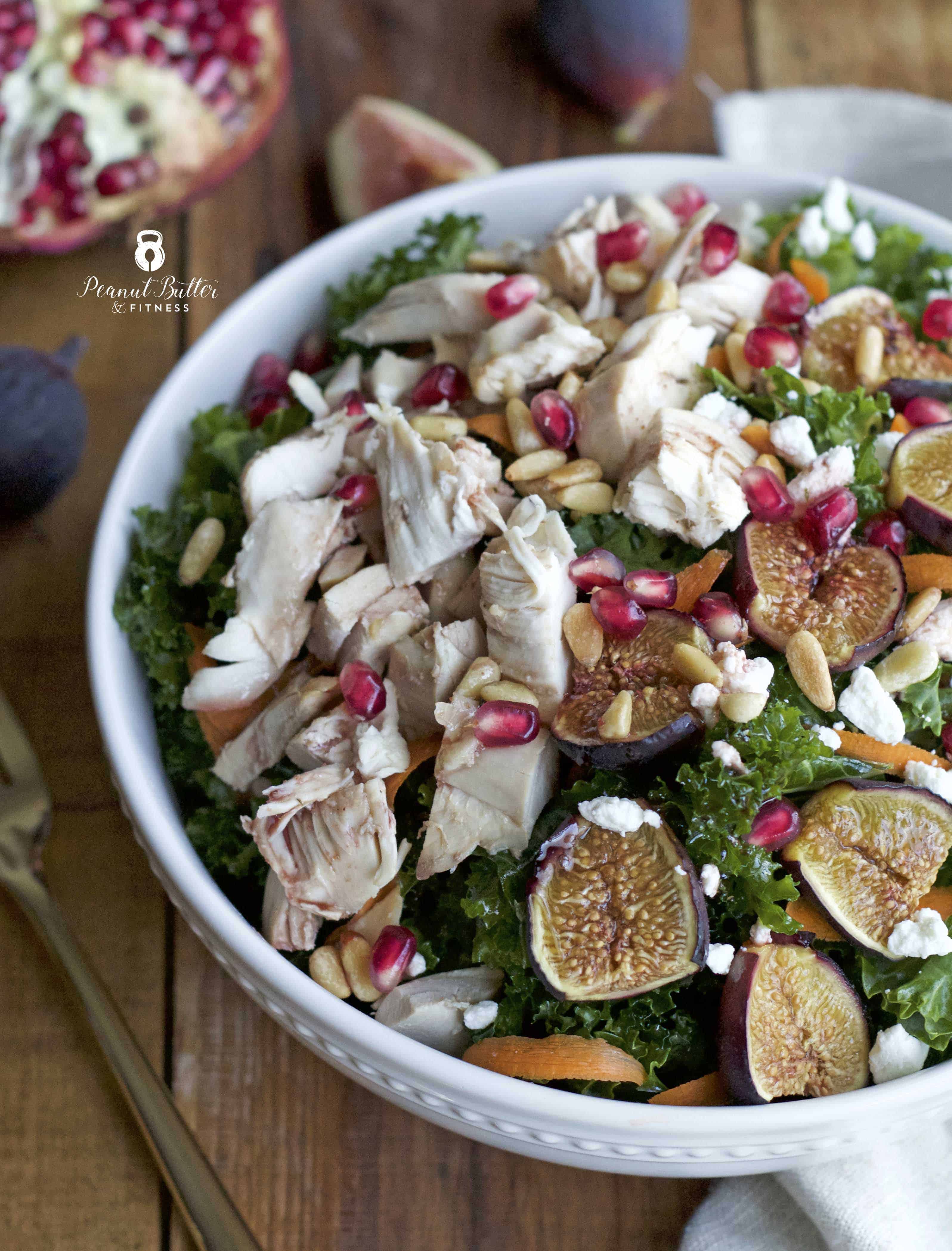 Roasted Fig and Kale Salad with Pomegranate Vinaigrette