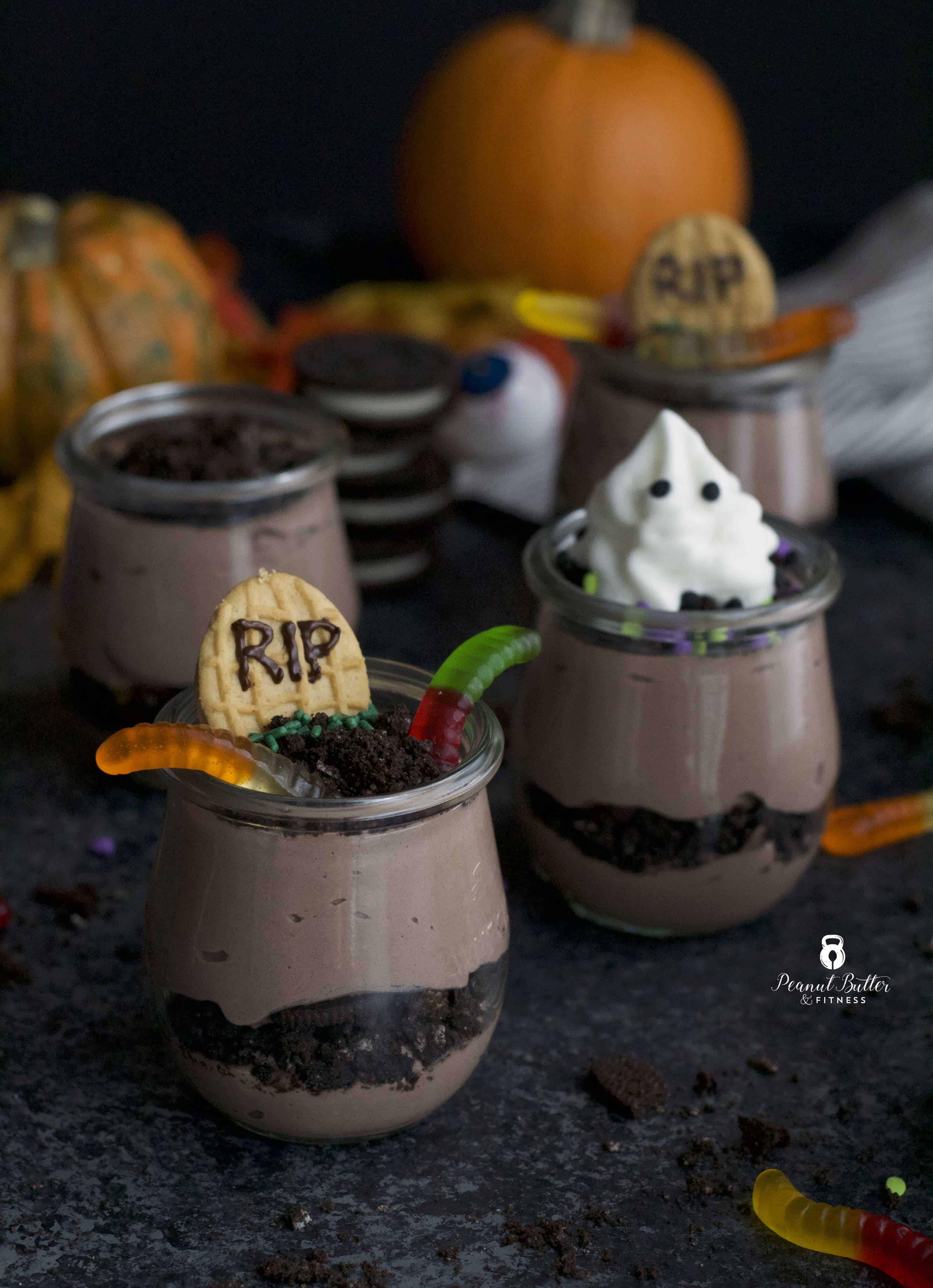 Halloween Protein Pudding Dirt Cups