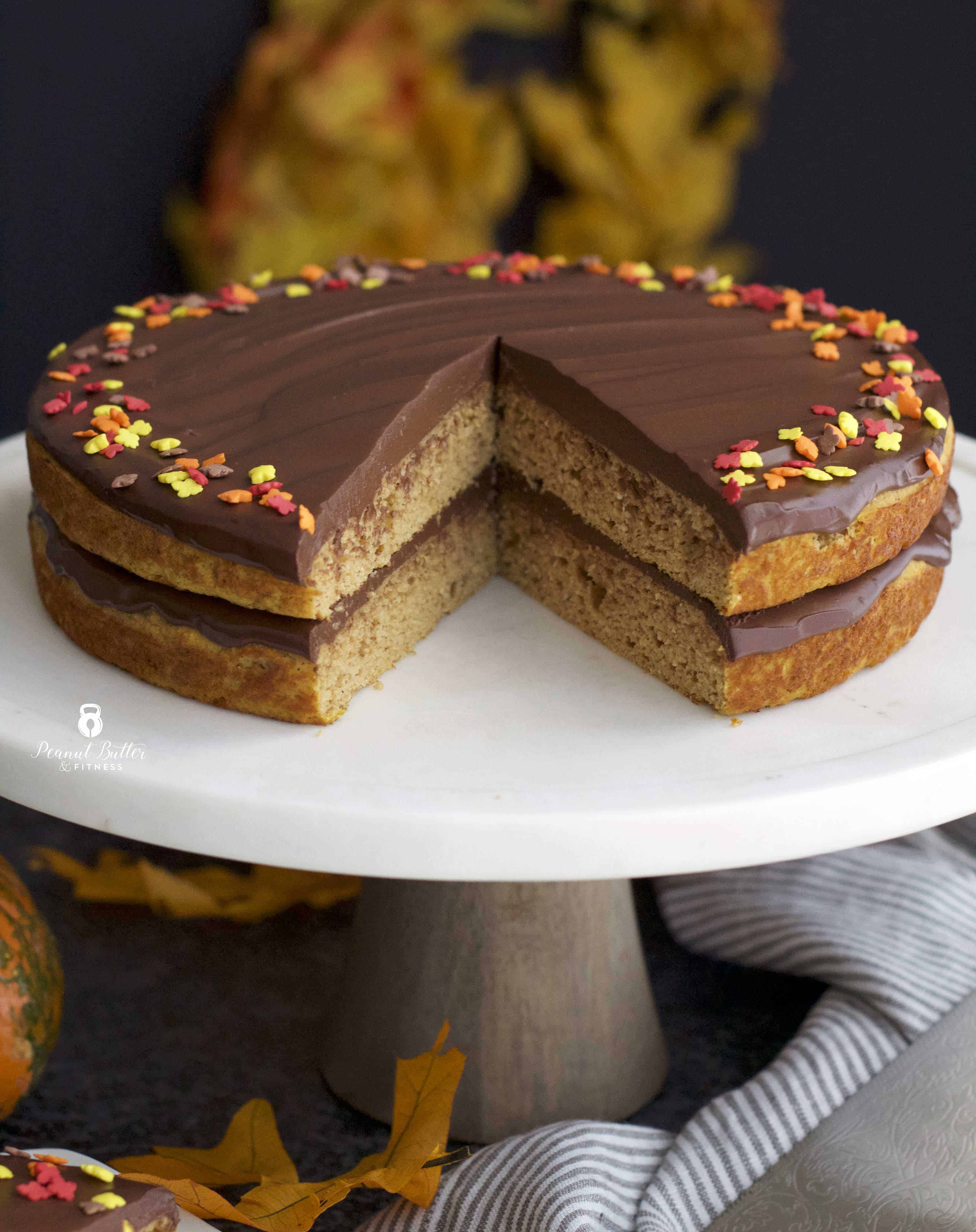 Pumpkin Protein Cake with Dark Chocolate Ganache