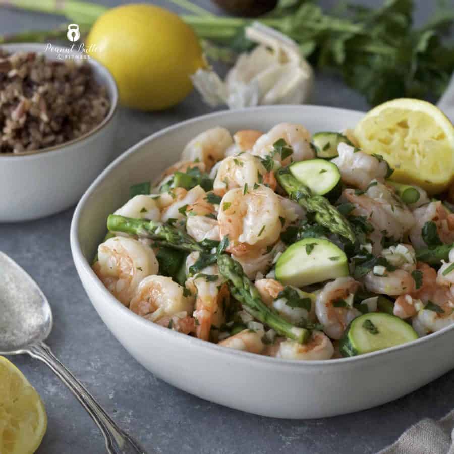 Lemon and Garlic Shrimp with Spring Veggies Peanut Butter and Fitness