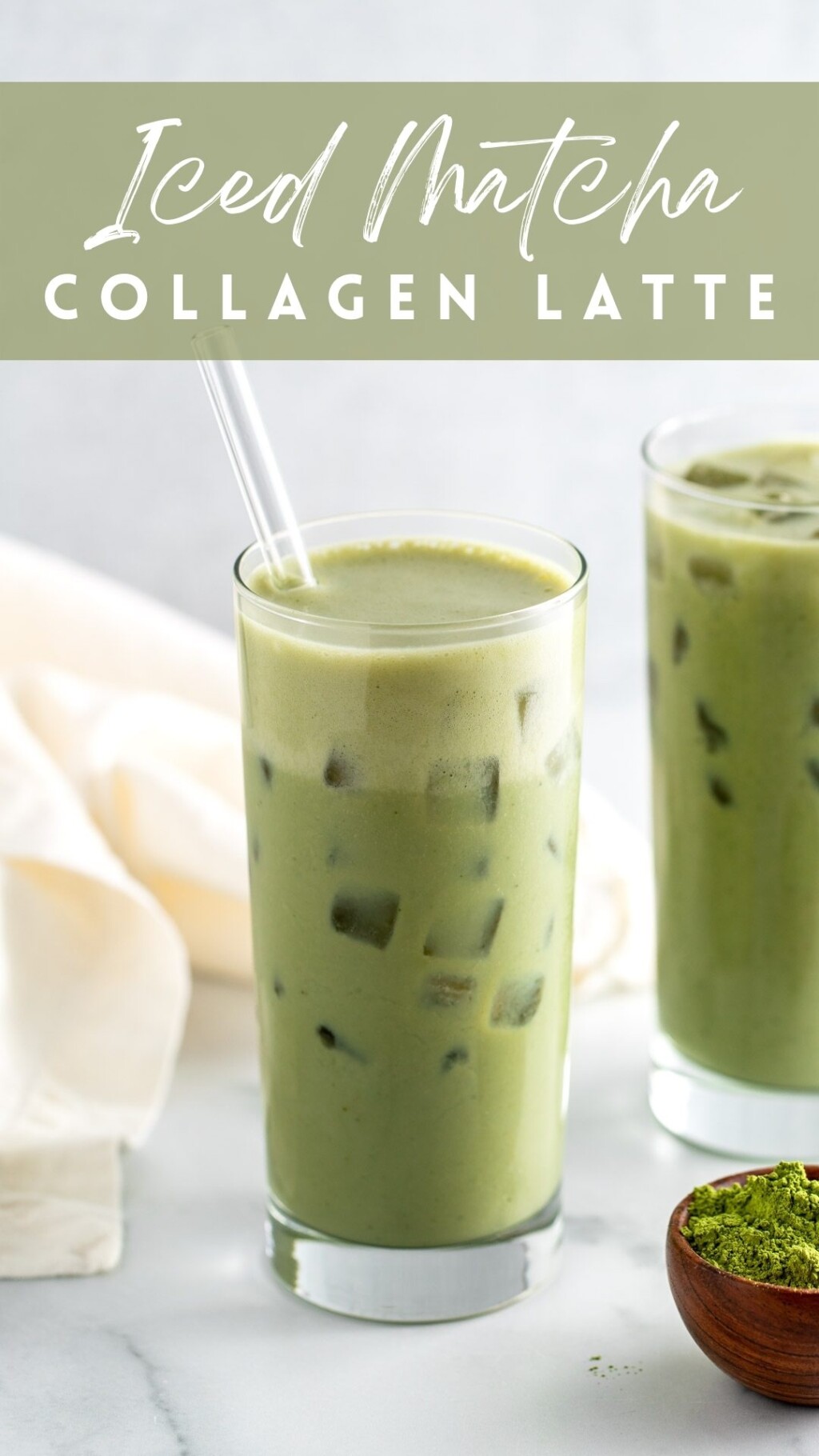 Iced Matcha Collagen Latte - Peanut Butter and Fitness