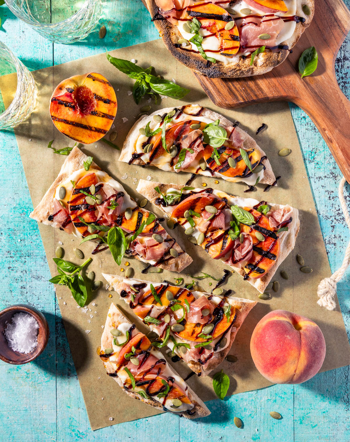 Grilled Peach & Prosciutto Flatbread