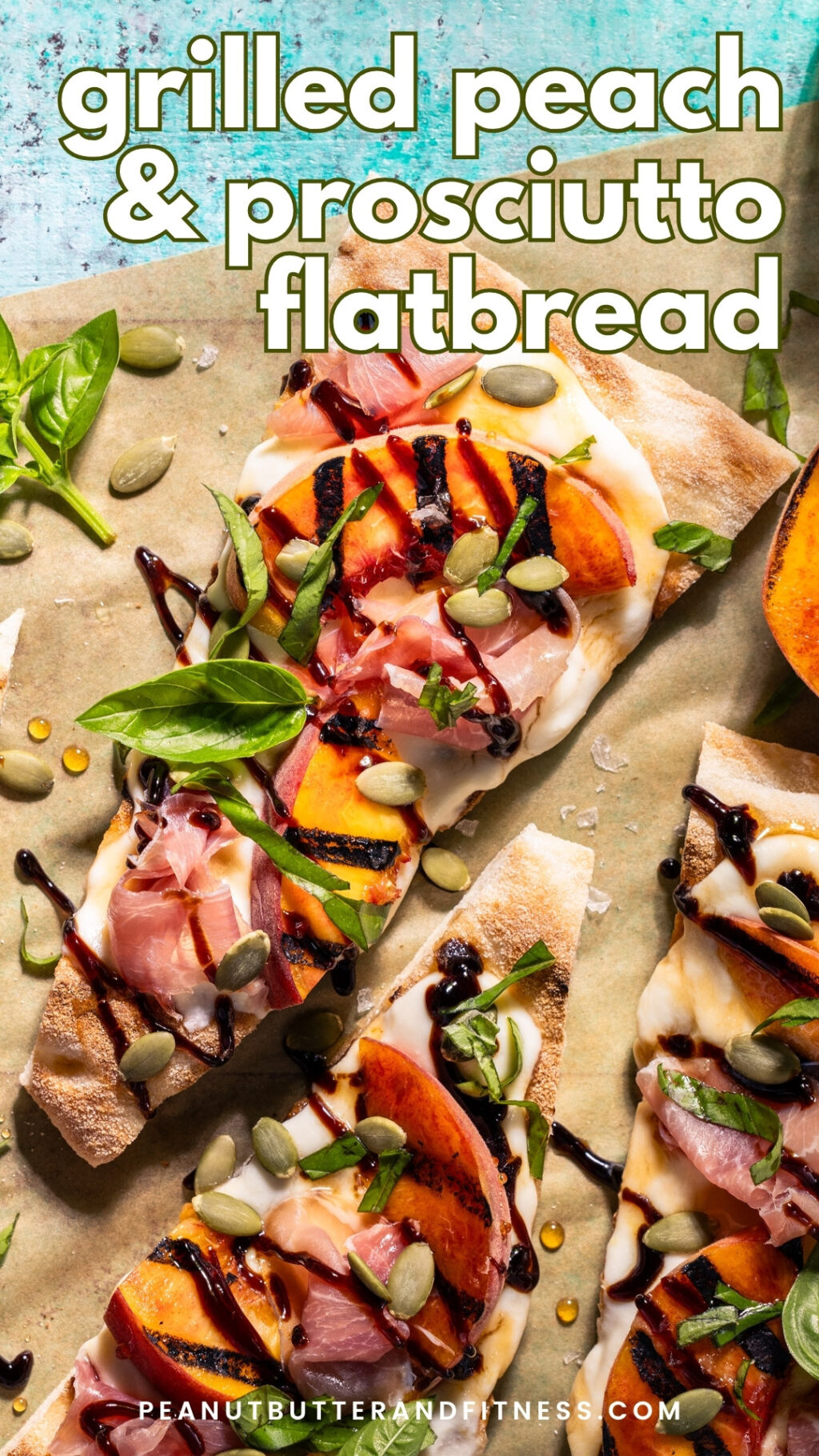 Grilled Peach & Prosciutto Flatbread. Juicy, grilled summer peaches are the star of this perfect party appetizer! Shortcut the dough with a frozen, store-bought version to make this recipe a breeze.