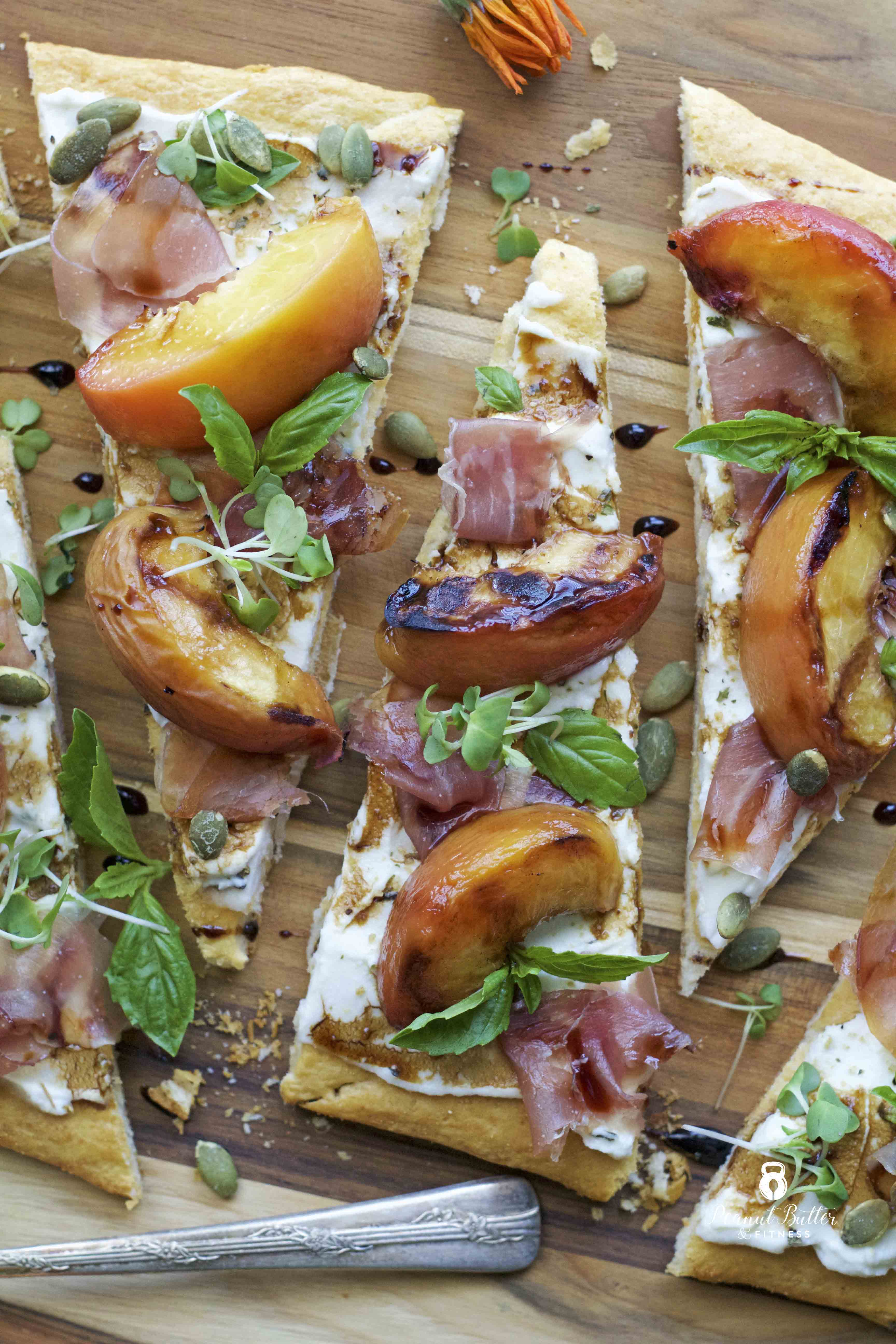 Grilled Peach & Prosciutto Flatbread with Balsamic Drizzle