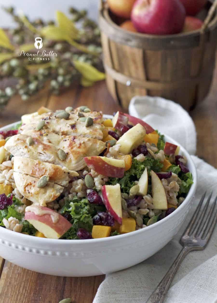 Fall Harvest Farro Salad with Apple Cider Dressing Peanut Butter and Fitness