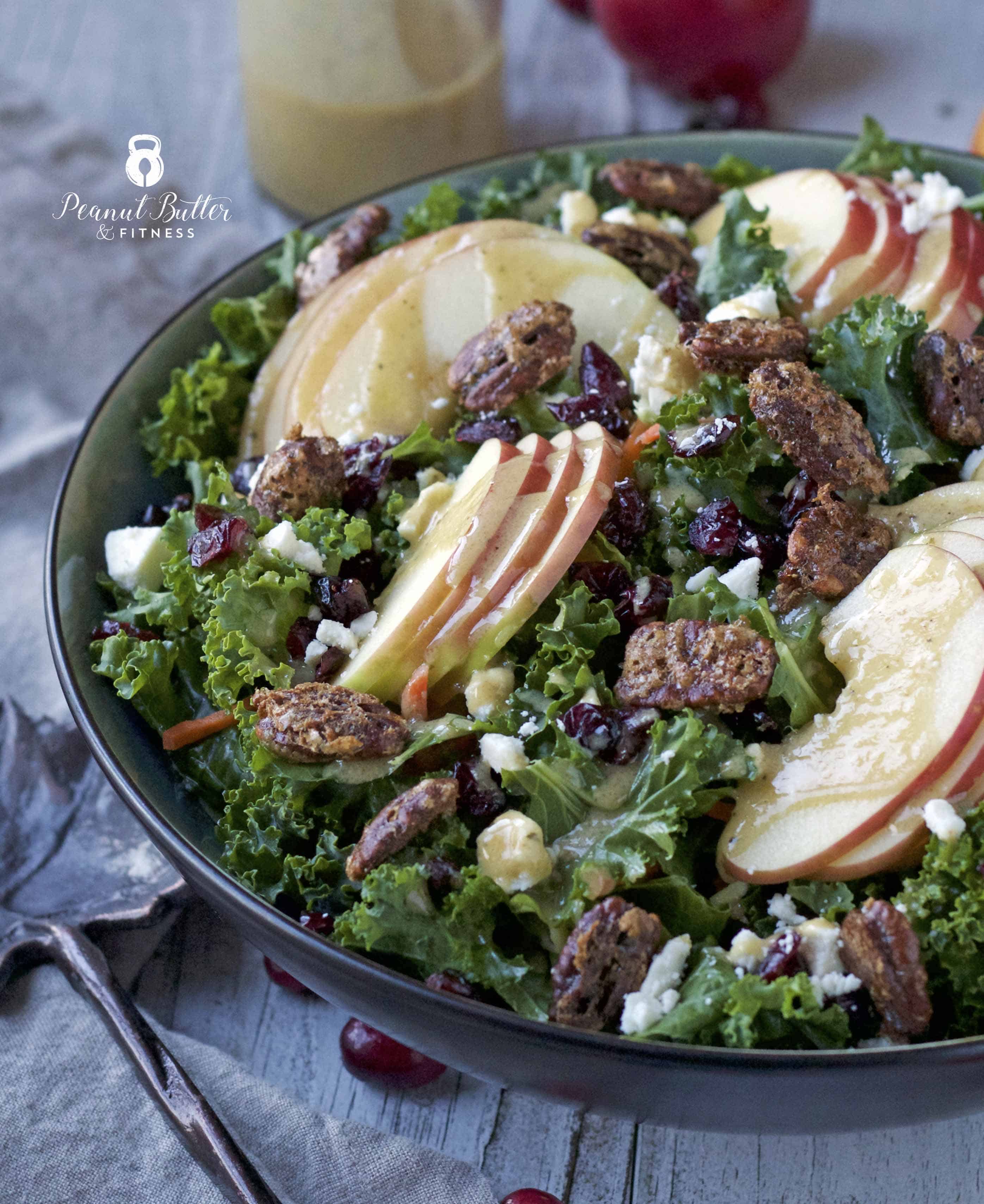 Shredded Brussels Sprouts and Kale Salad with Maple Dijon Vinaigrette