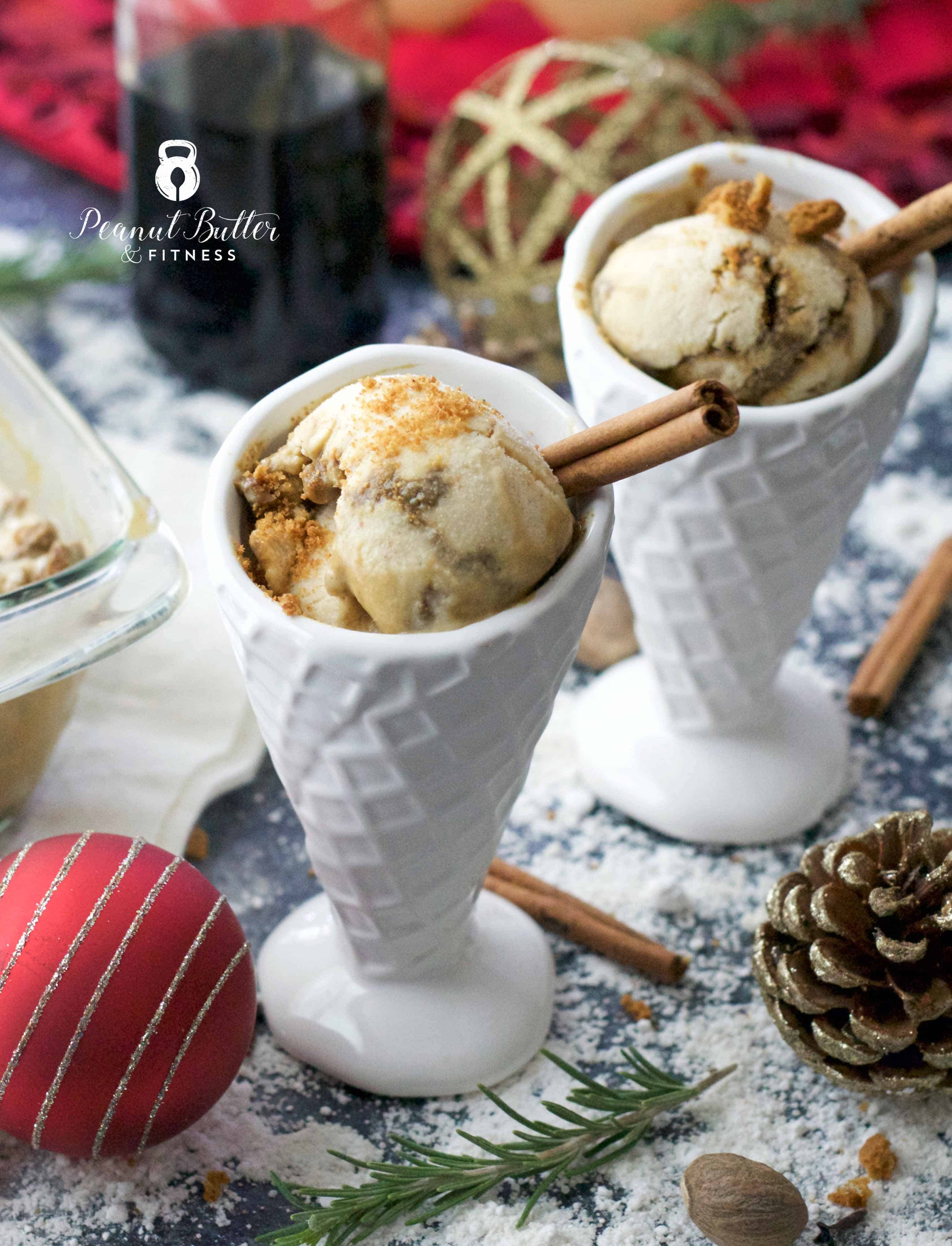 No Churn Eggnog & Gingersnap Protein Ice Cream