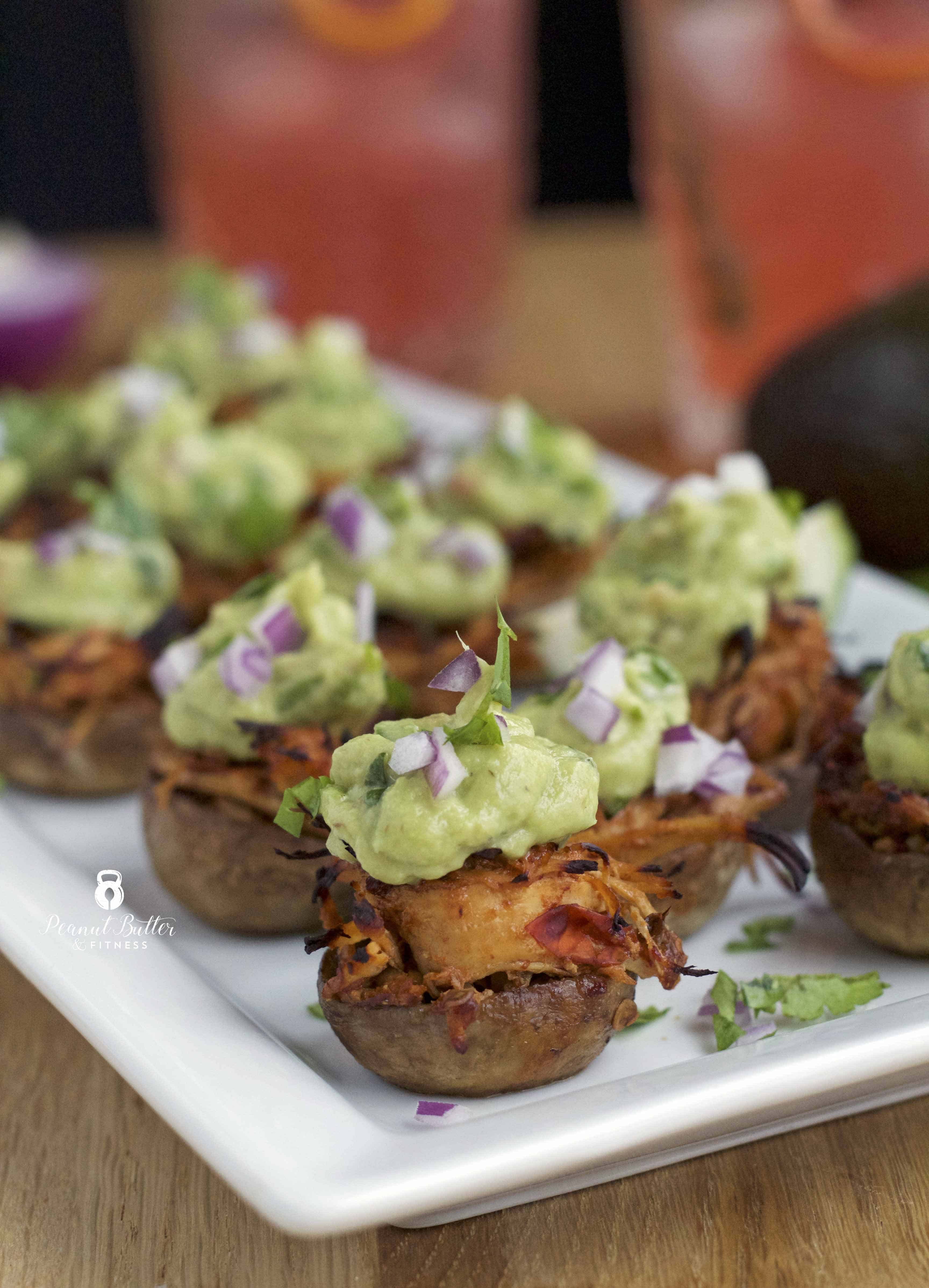 Chipotle Pulled Chicken Stuffed Mushrooms