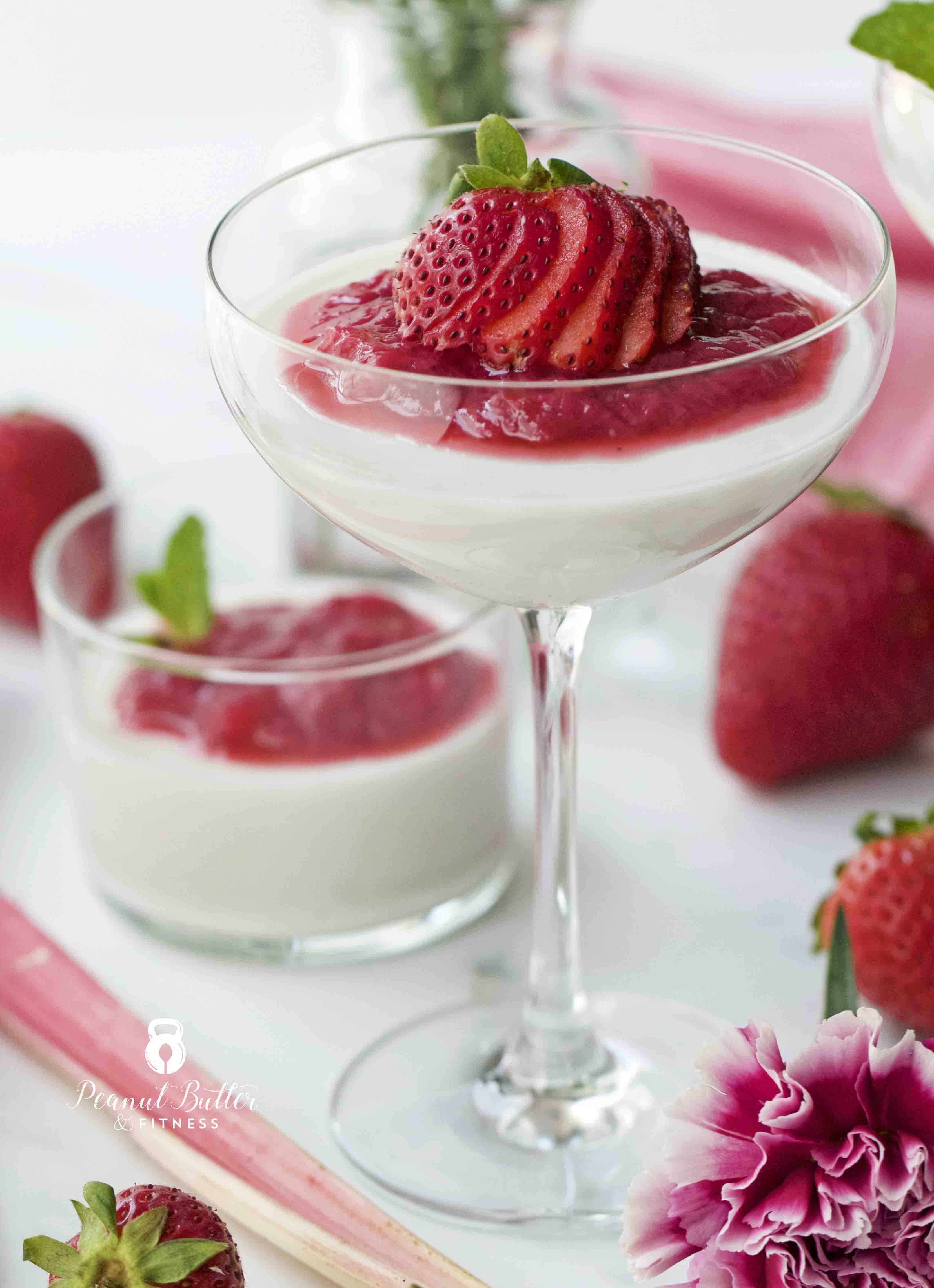 Coconut Panna Cotta with Strawberry Rhubarb Compote