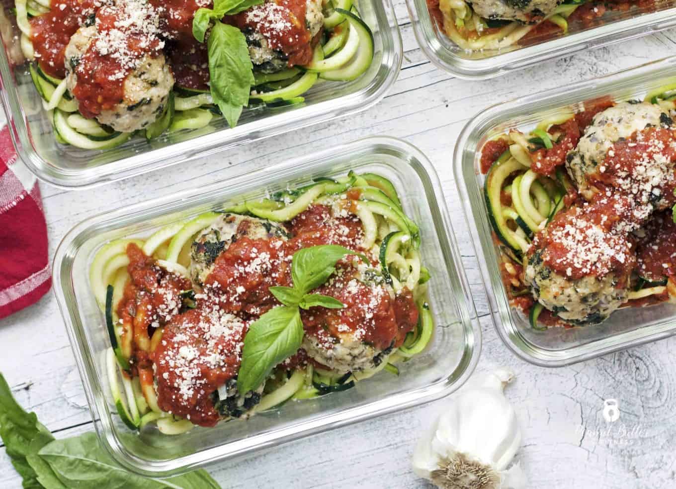 Turkey Spinach Meatballs with Zucchini Noodles Peanut Butter and Fitness