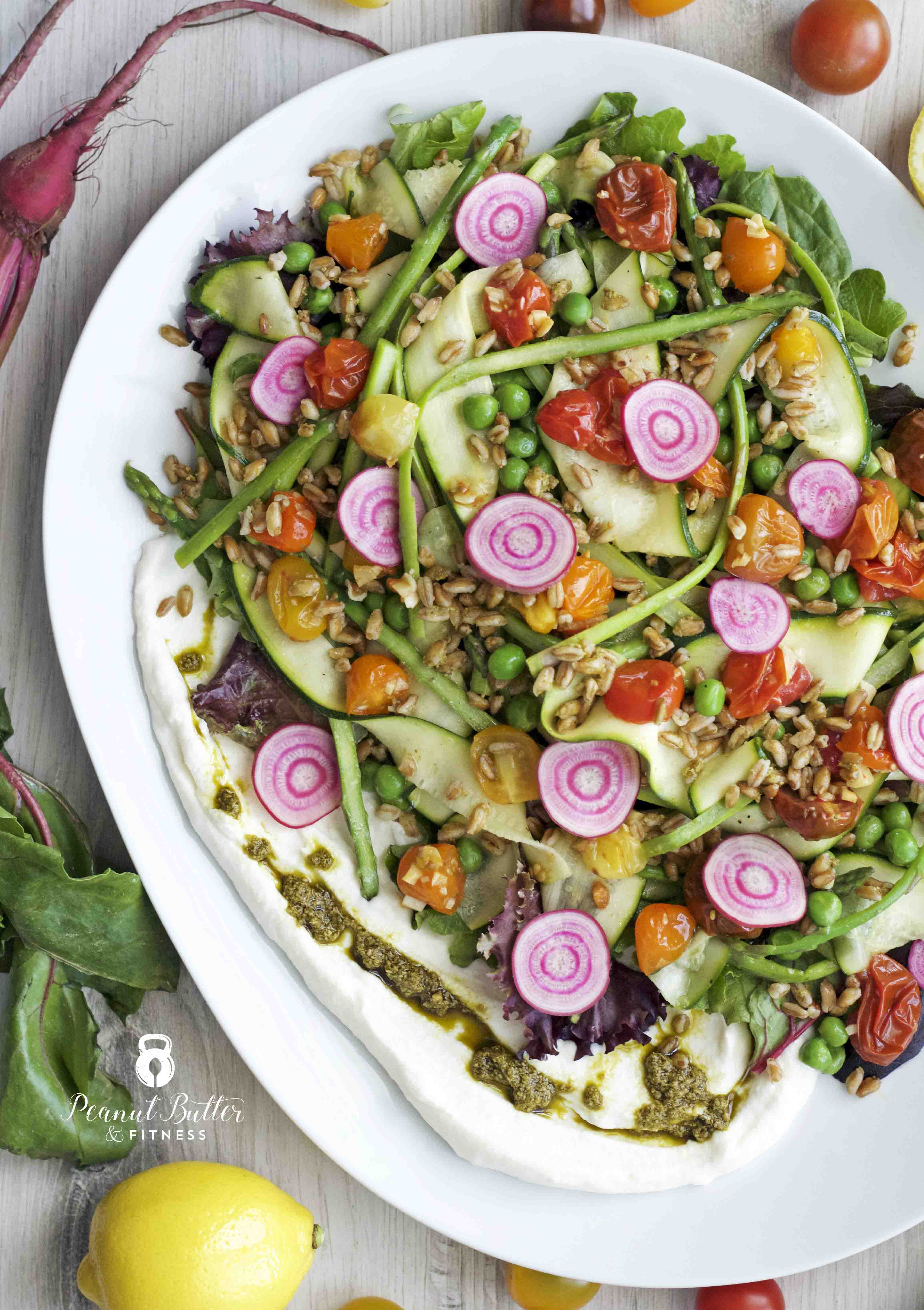 Spring Green Salad with Whipped Honey Ricotta