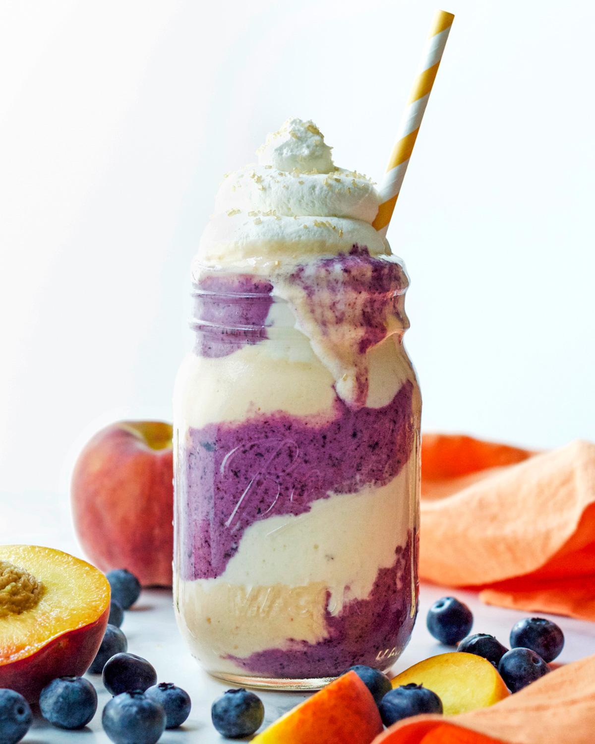 Peach Blueberry Vanilla Protein Smoothie