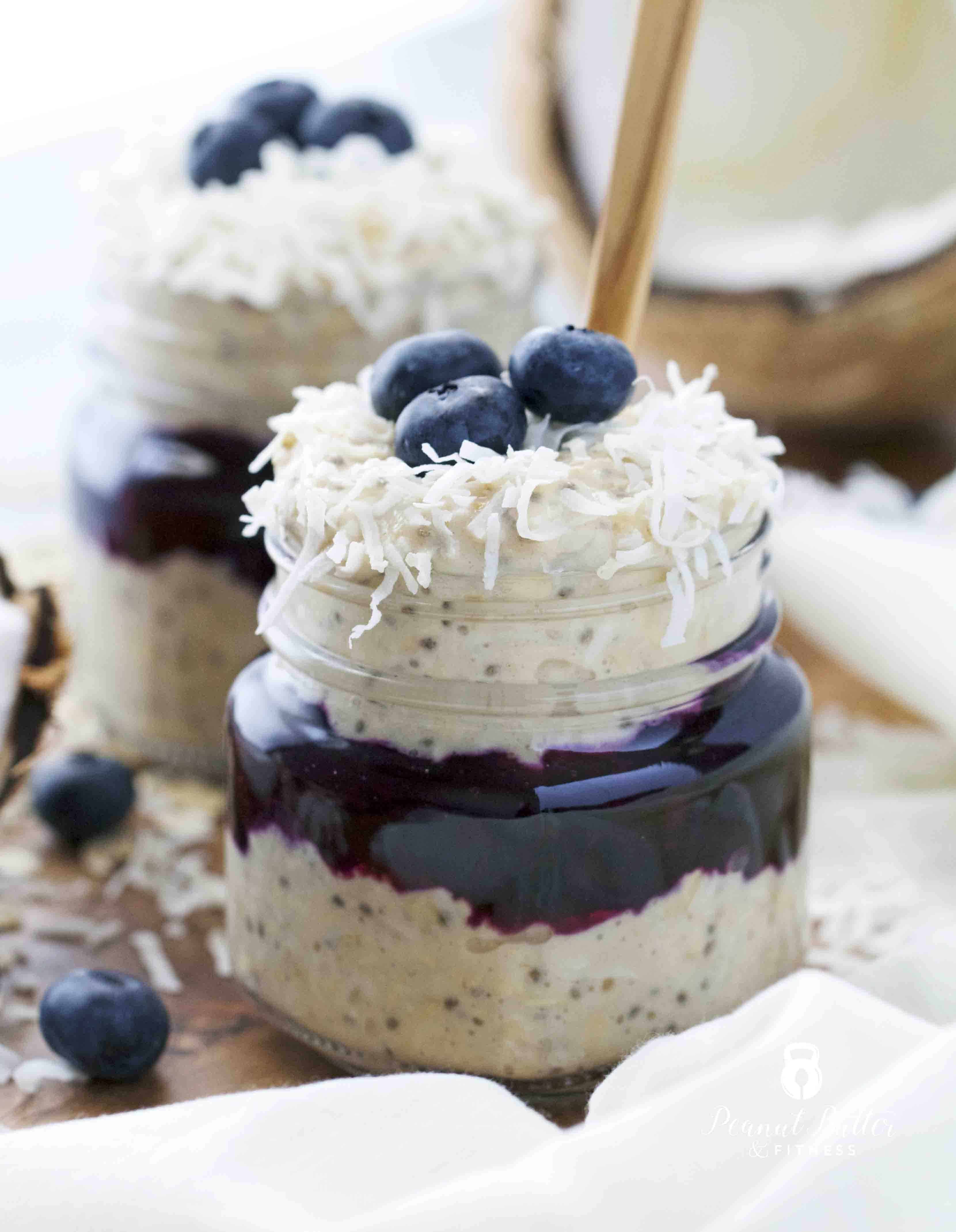 Blueberry Coconut Protein Overnight Oats