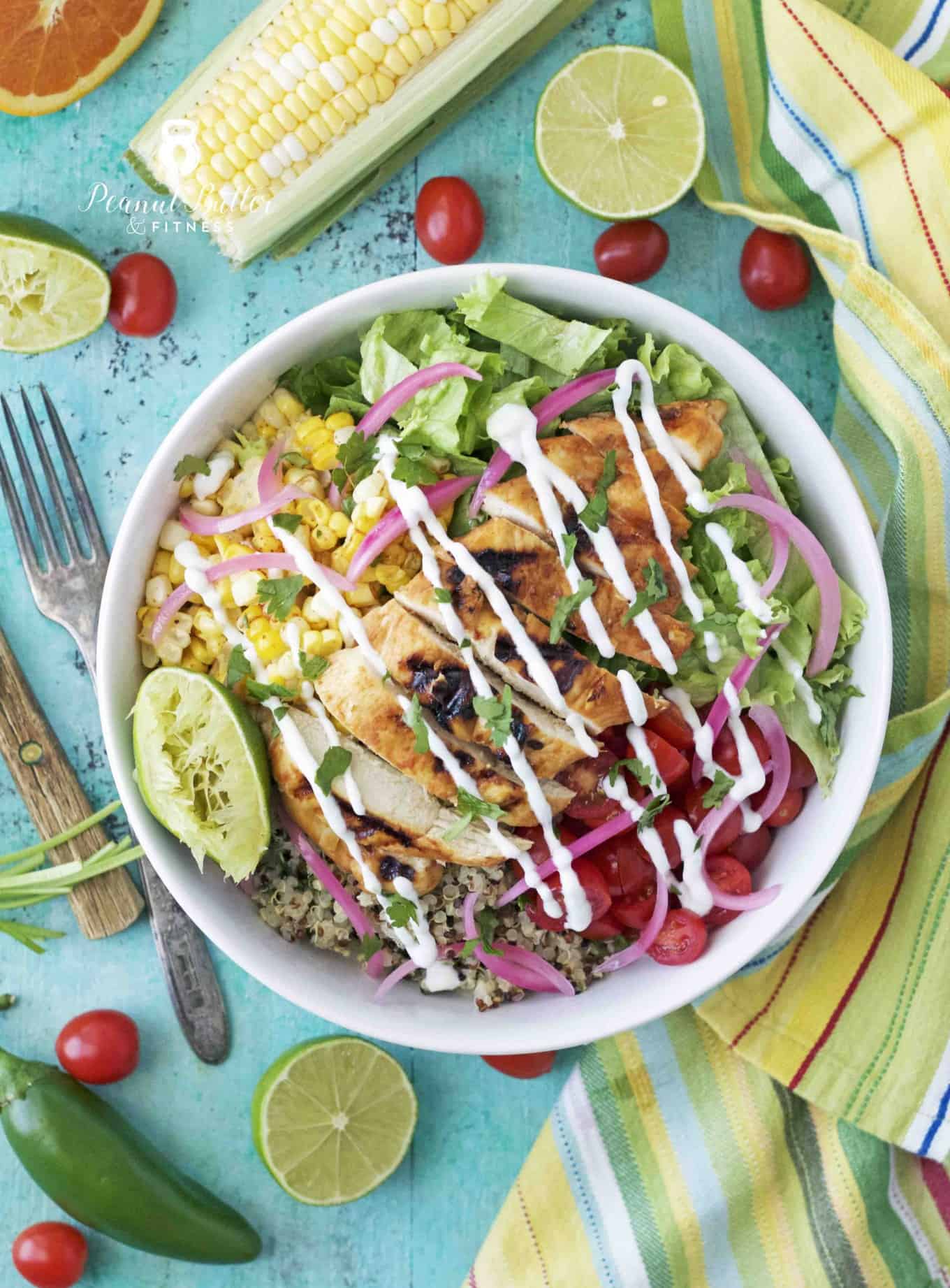 Miami Chicken Burrito Bowl with Cilantro Lime Quinoa Peanut Butter
