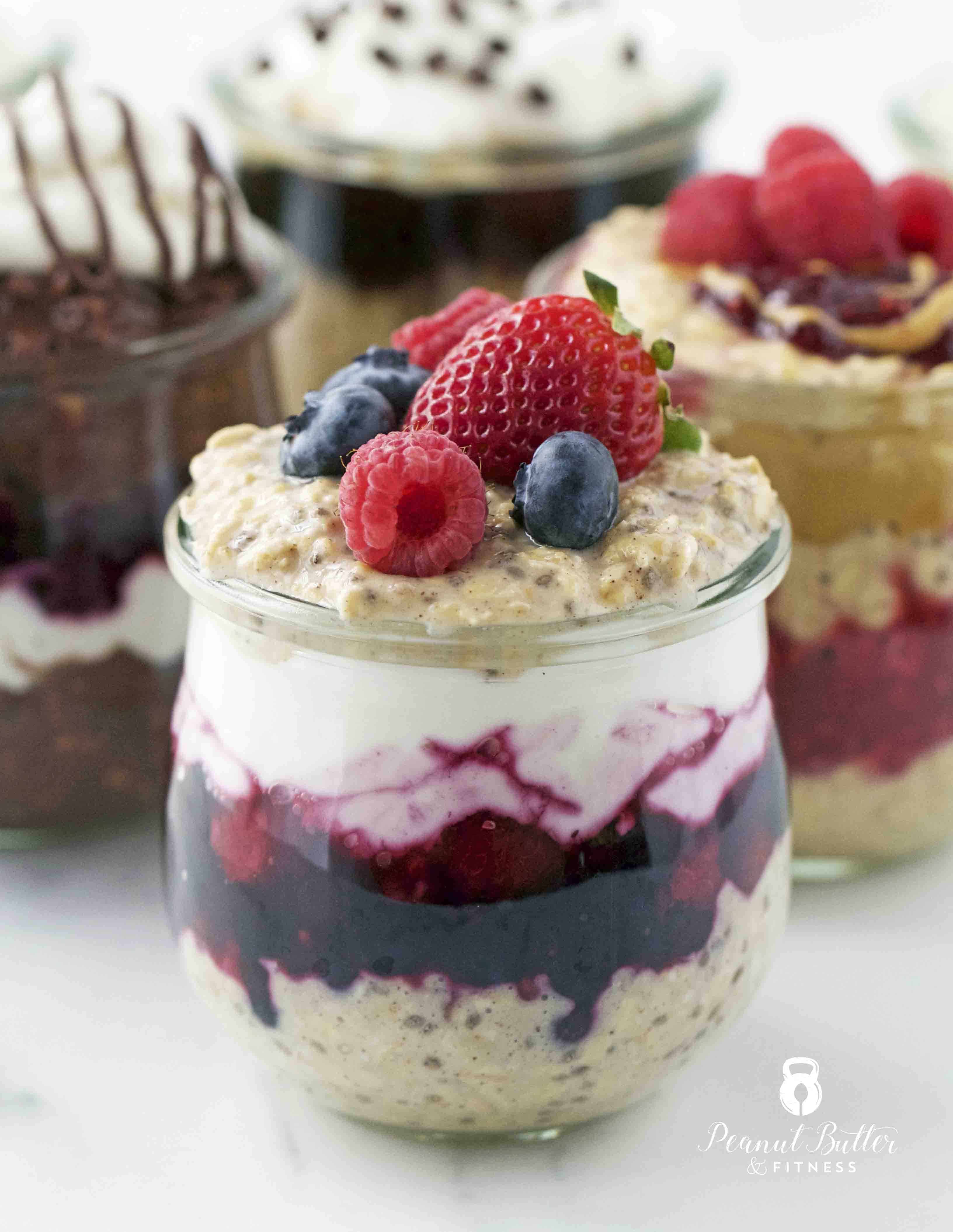 Protein Overnight Oats 8 Ways - Peanut Butter and Fitness