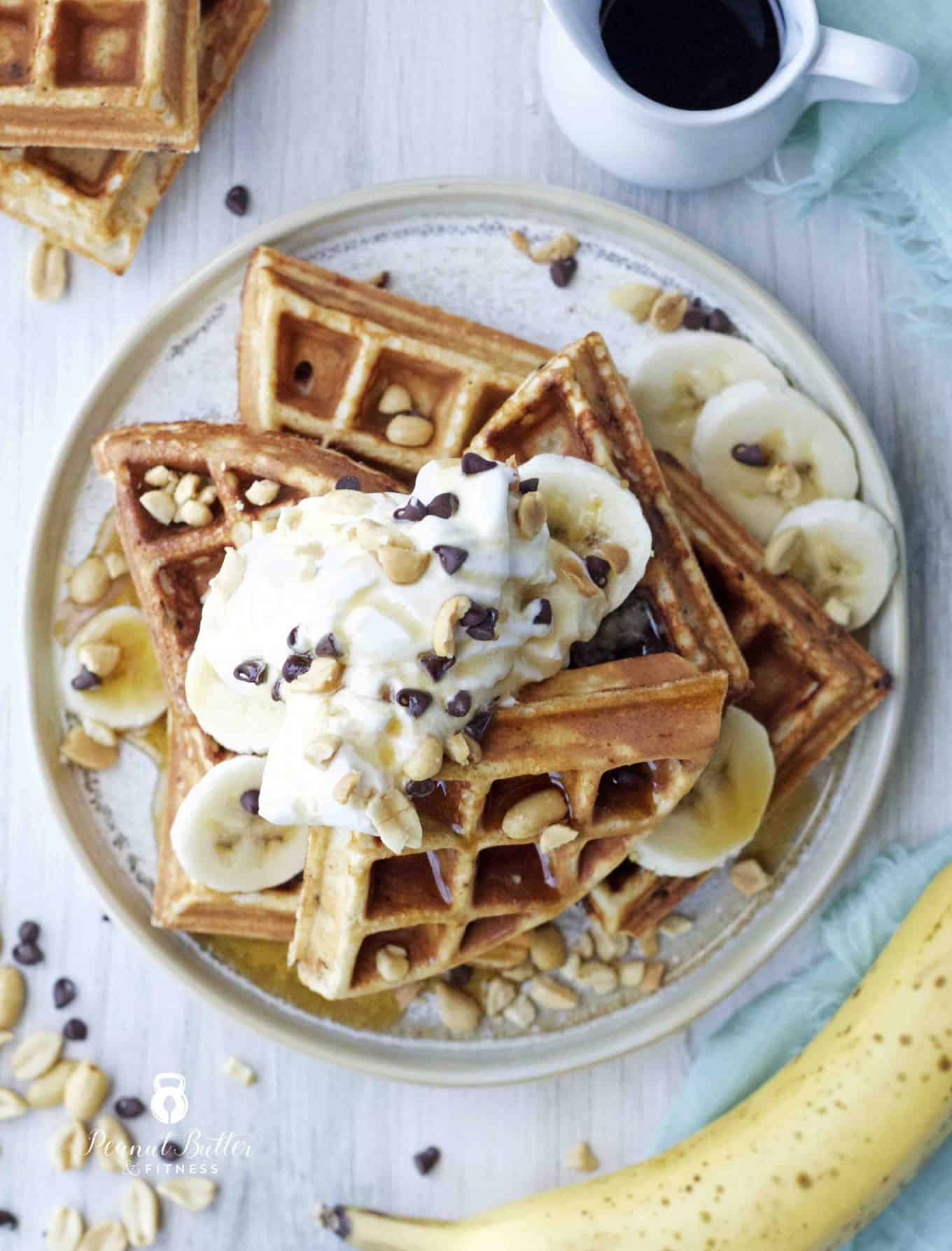 Banana Chocolate Chip Protein Waffles Peanut Butter and Fitness