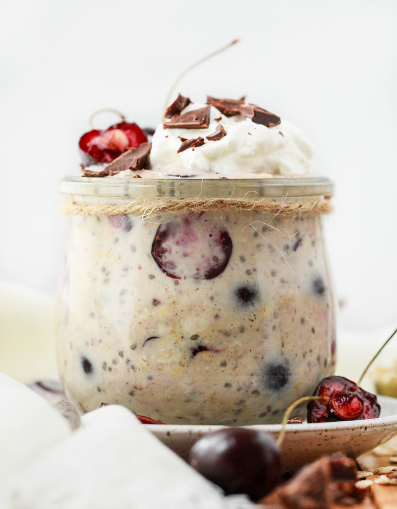 Cherry Chocolate Chunk Protein Overnight Oats