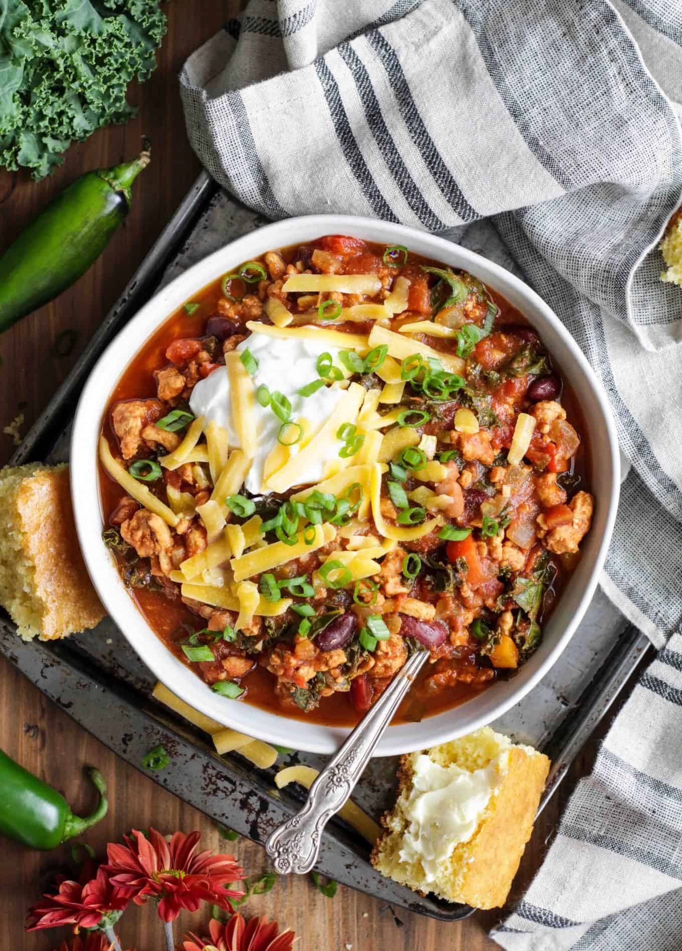 Turkey Chili with Kale Peanut Butter and Fitness