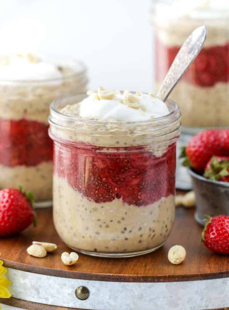 Peanut Butter and Jelly Overnight Oats - Peanut Butter and Fitness