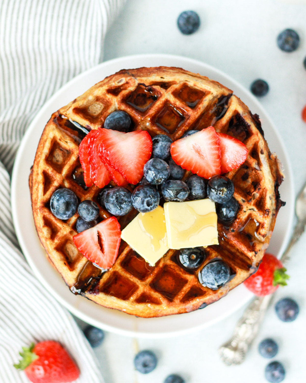 Blueberry Buttermilk Protein Waffles