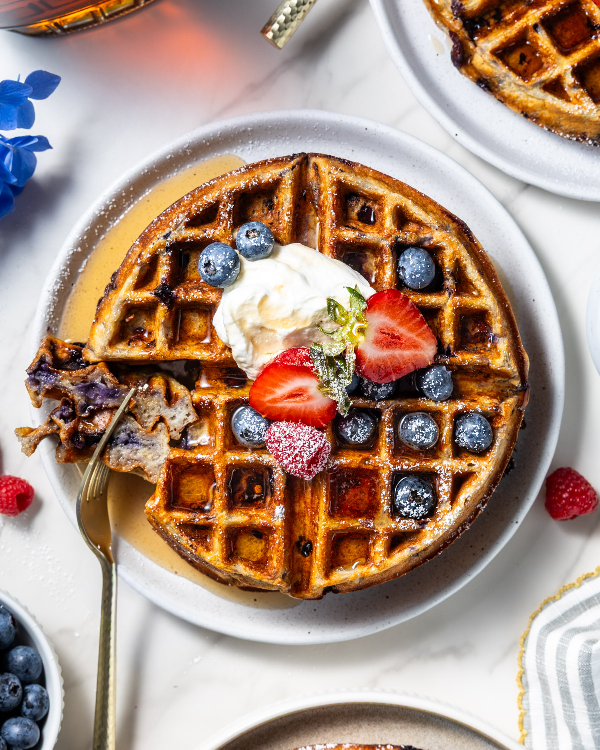 Blueberry Buttermilk Protein Waffles