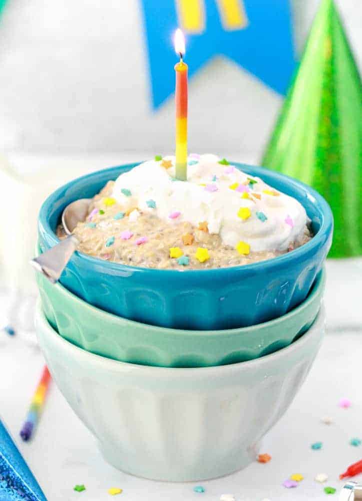 Birthday Cake Protein Overnight Oats