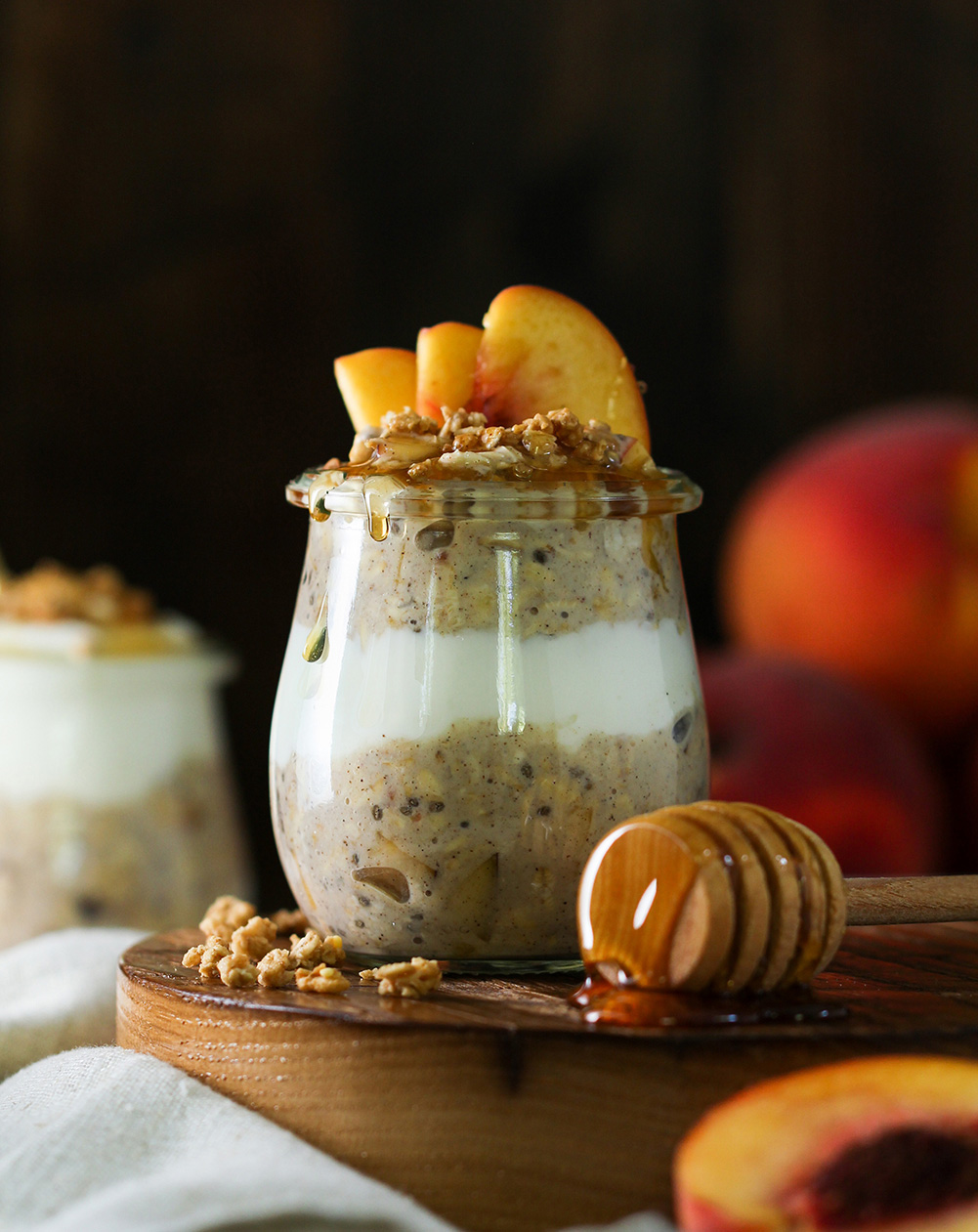 Peaches and Cream Protein Overnight Oats