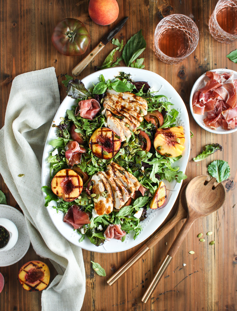 Grilled Peach and Prosciutto Chicken Salad