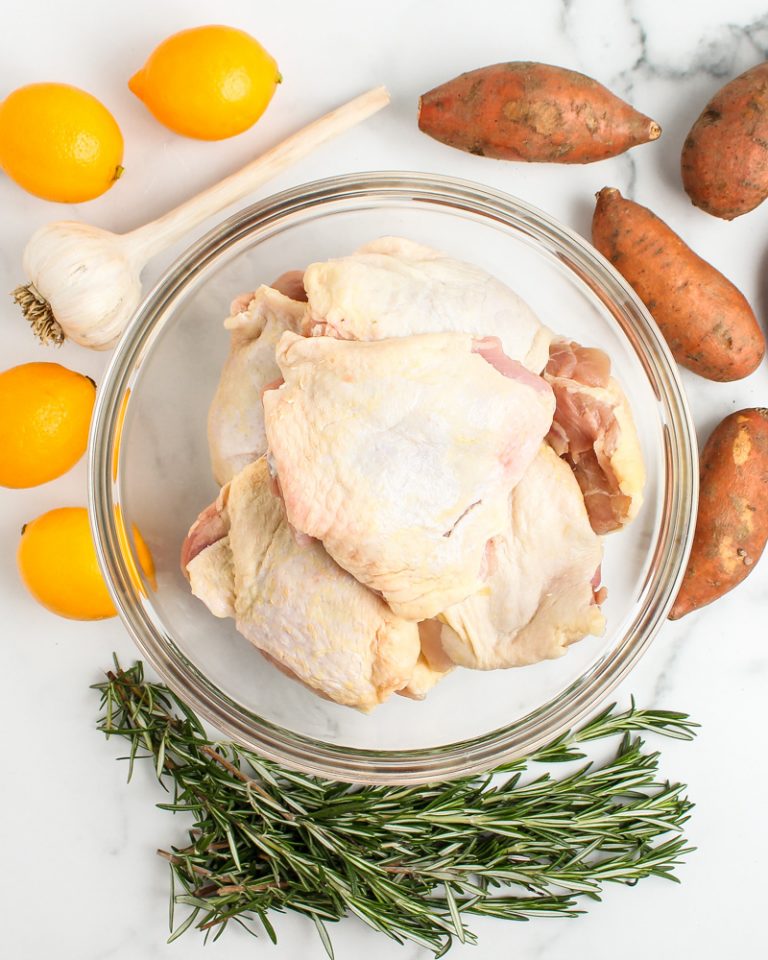 Rosemary Lemon Chicken Thigh and Sweet Potato Skillet Peanut Butter