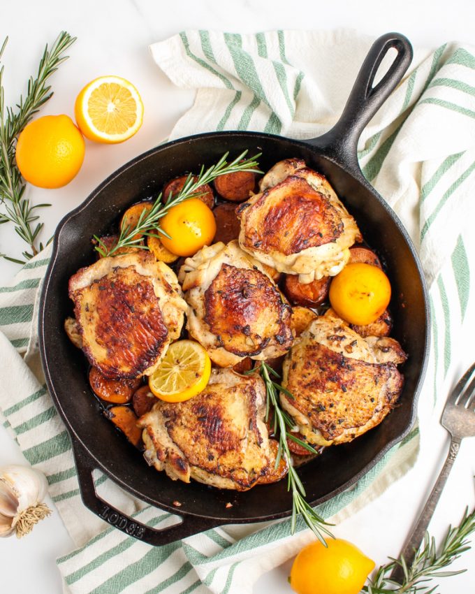 Rosemary Lemon Chicken Thigh and Sweet Potato Skillet Peanut Butter