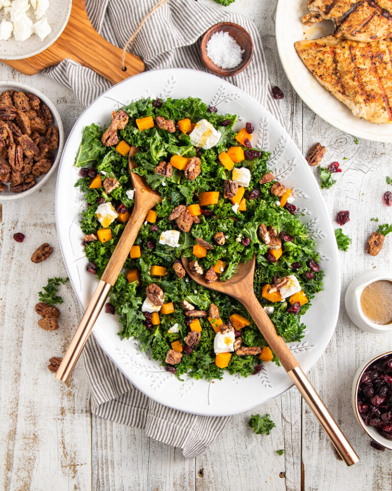 Roasted Butternut Squash and Kale Salad Peanut Butter and Fitness