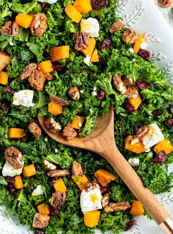 Roasted Butternut Squash and Kale Salad Peanut Butter and Fitness